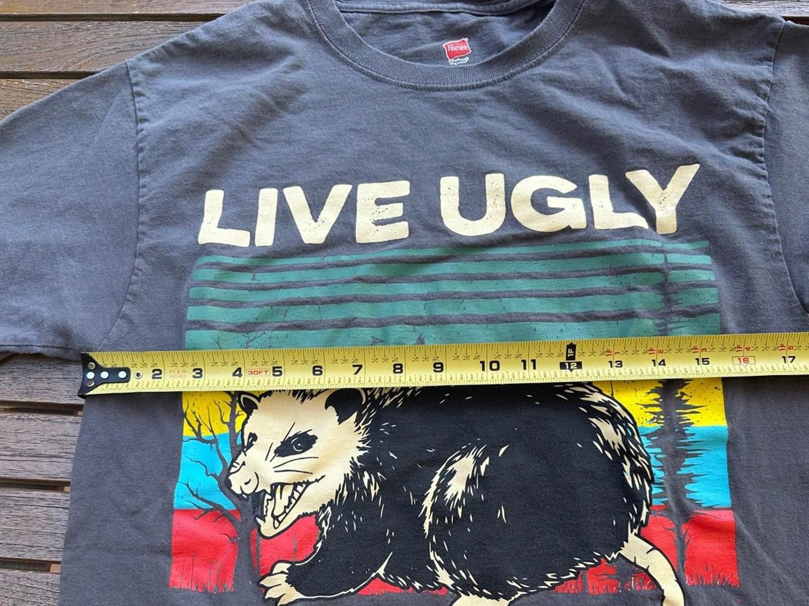 Hanes Vintage Style Possum Graphic Tee – Dark Gray Punk Streetwear Size US M / EU 48-50 / 2 - 3 Thumbnail