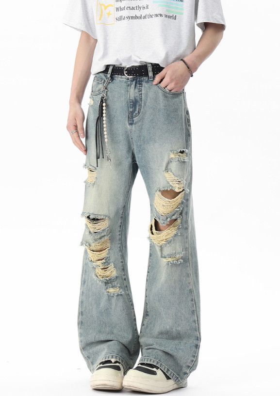 Vintage Men's Trendy American-Style Loose-Fit Distressed Jeans Size US 32 / EU 48 - 3 Thumbnail