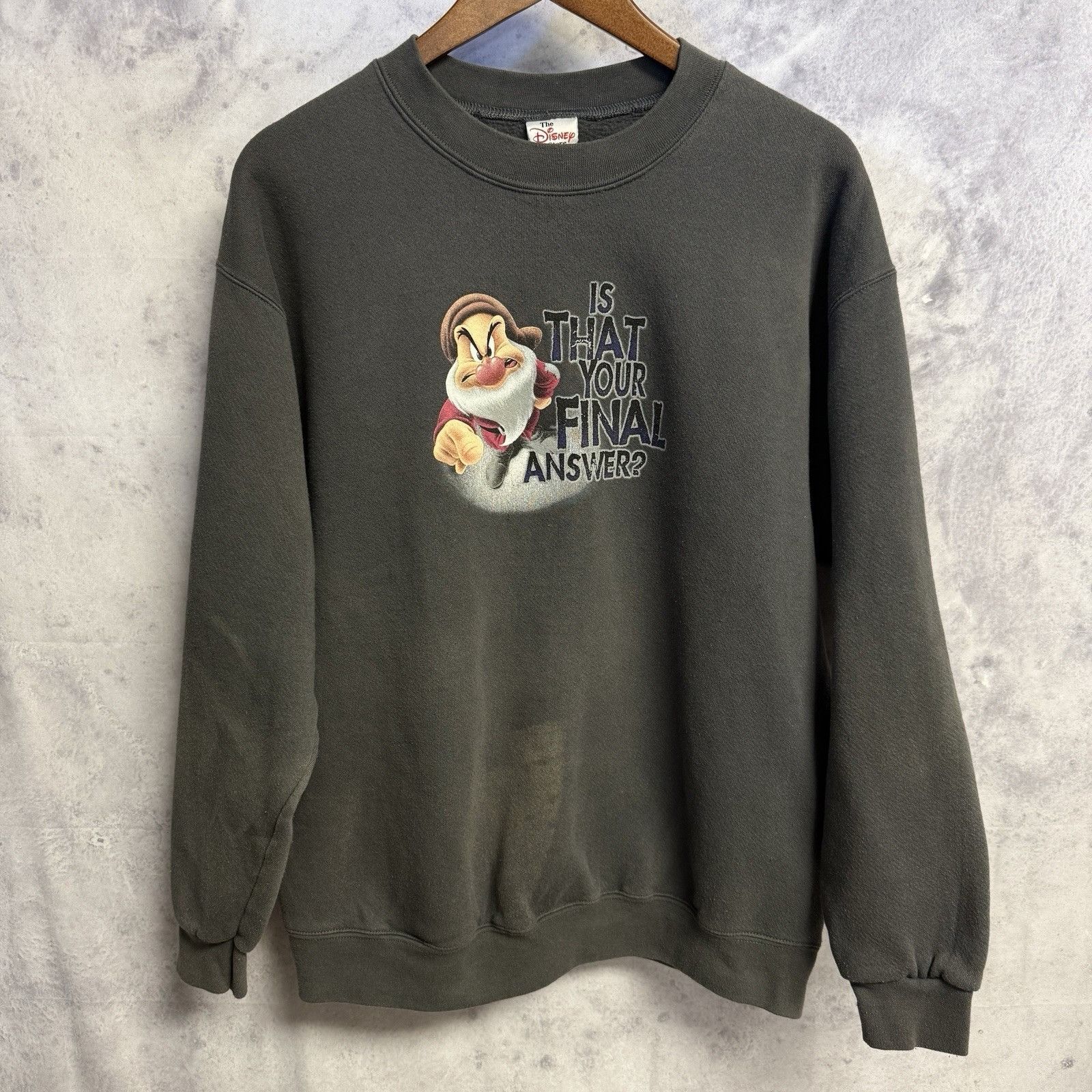 Disney Vintage Disney Grumpy Sweatshirt Adult Large Gray Crew Neck Size US L / EU 52-54 / 3 - 2 Thumbnail