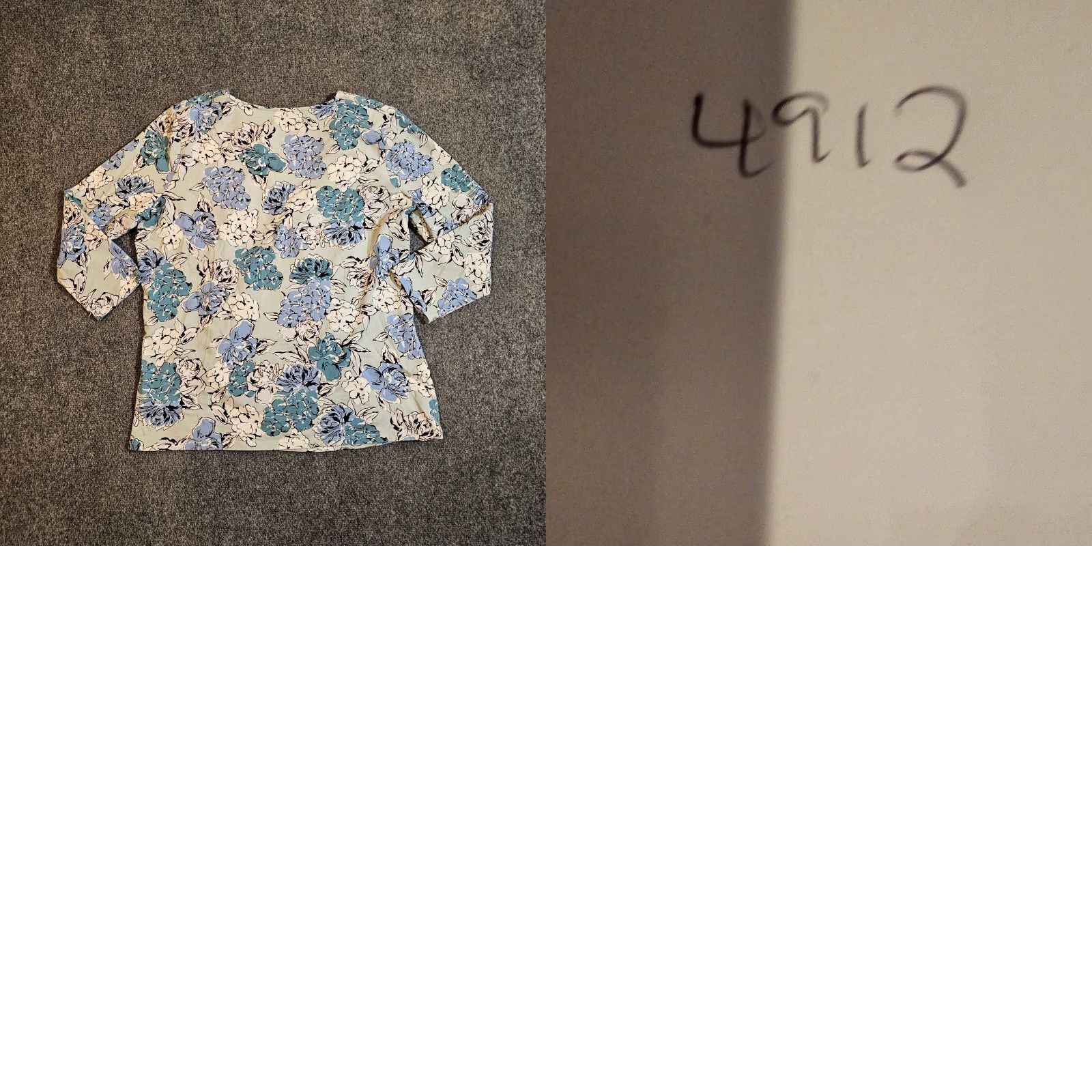 Talbots Talbots Blouse Women 0X Blue Floral V-Neck Faux Wrap 3/4 Sleeve Stretch Career Shirt Size XL / US 12-14 / IT 48-50 - 8 Thumbnail
