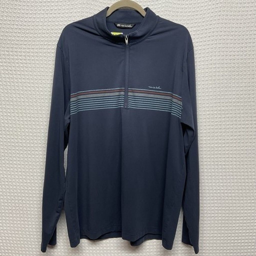 TravisMathew NWT Travis Mathew Blue Stretch Zip Long Slv. T-Shirt Men XL Size US XL / EU 56 / 4 - 1 Thumbnail