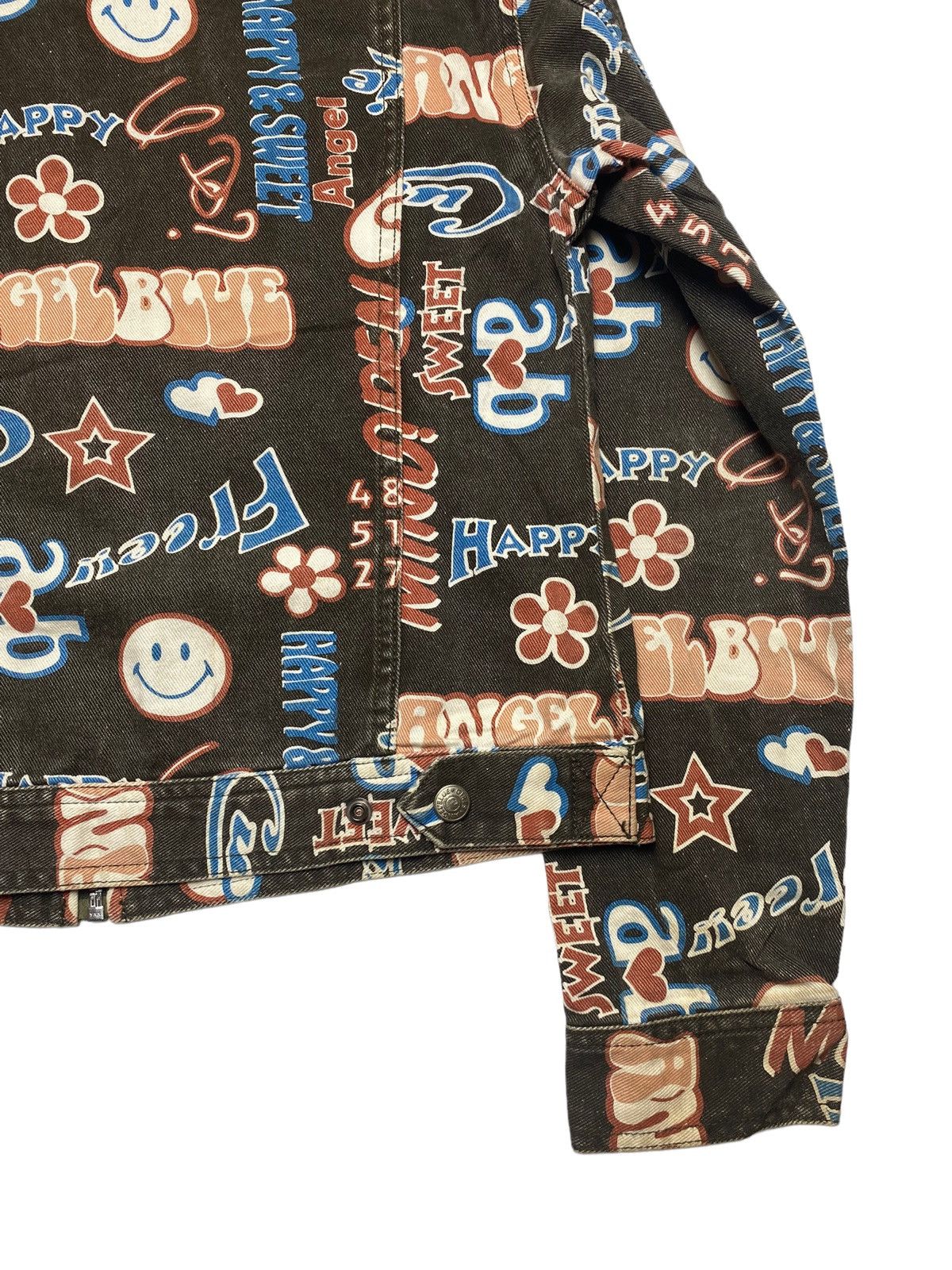 Angel Blue 1990s Angel Blue - Printed Pop Smiley Denim Work Jacket Size L / US 10 / IT 46 - 9 Thumbnail