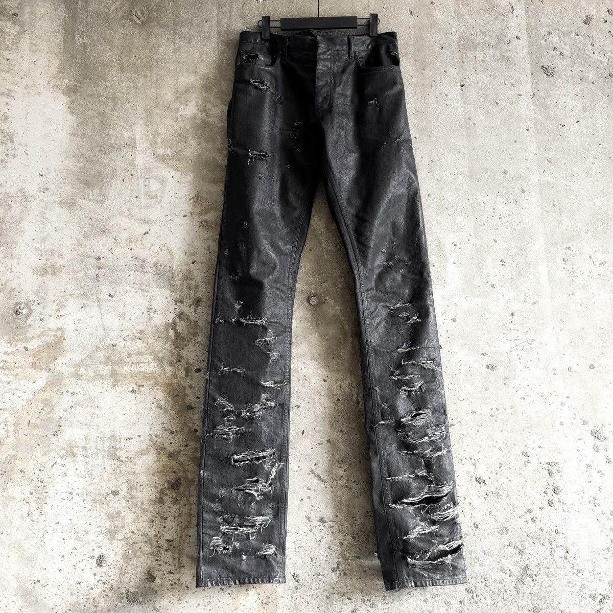 Paris Exclusive Runway Dior SS04 ‘Strip’ Destroyed Wax Denim