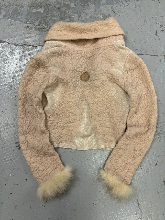 Roberto Cavalli Roberto Cavalli Class Beige Wool Mohair Cropped Cardigan Size M / US 6-8 / IT 42-44 - 5 Thumbnail