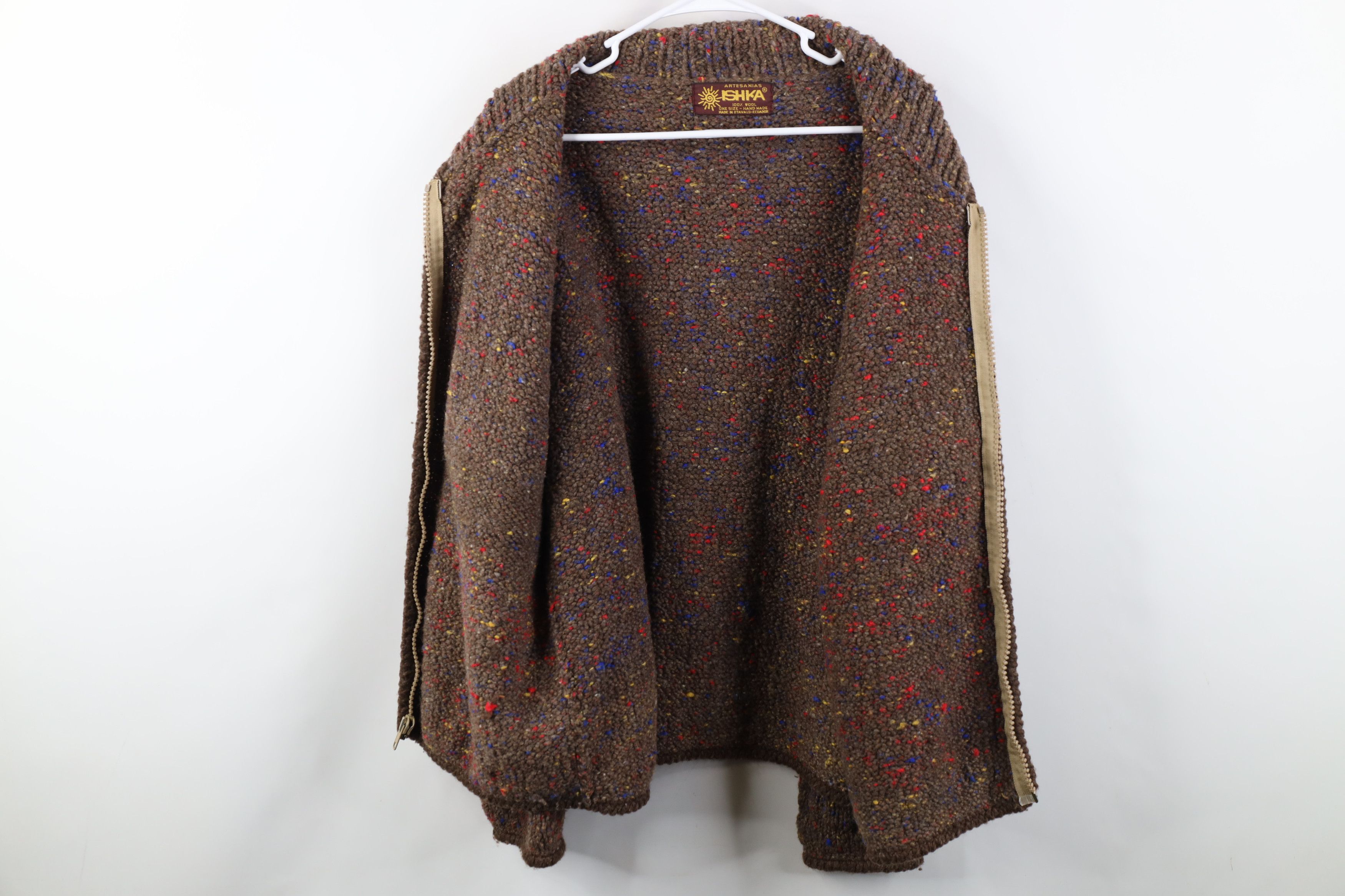 Vintage Vintage 90s Streetwear Fleck Hand Made Wool Sweater Jacket Size US L / EU 52-54 / 3 - 8 Thumbnail