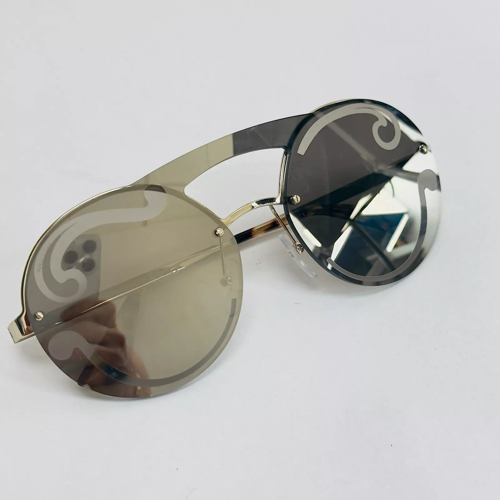Prada PRADA 65T CINEMA Rimless Sunglasses Gold Swirl Mirror PR65TS Size ONE SIZE - 6 Thumbnail