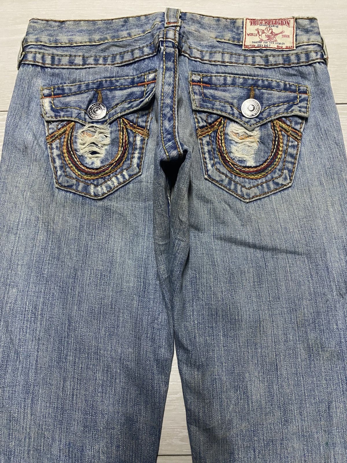 Tornado Mart True Religion Light Wash Super Flare Distressed Jeans Size US 29 - 4 Thumbnail