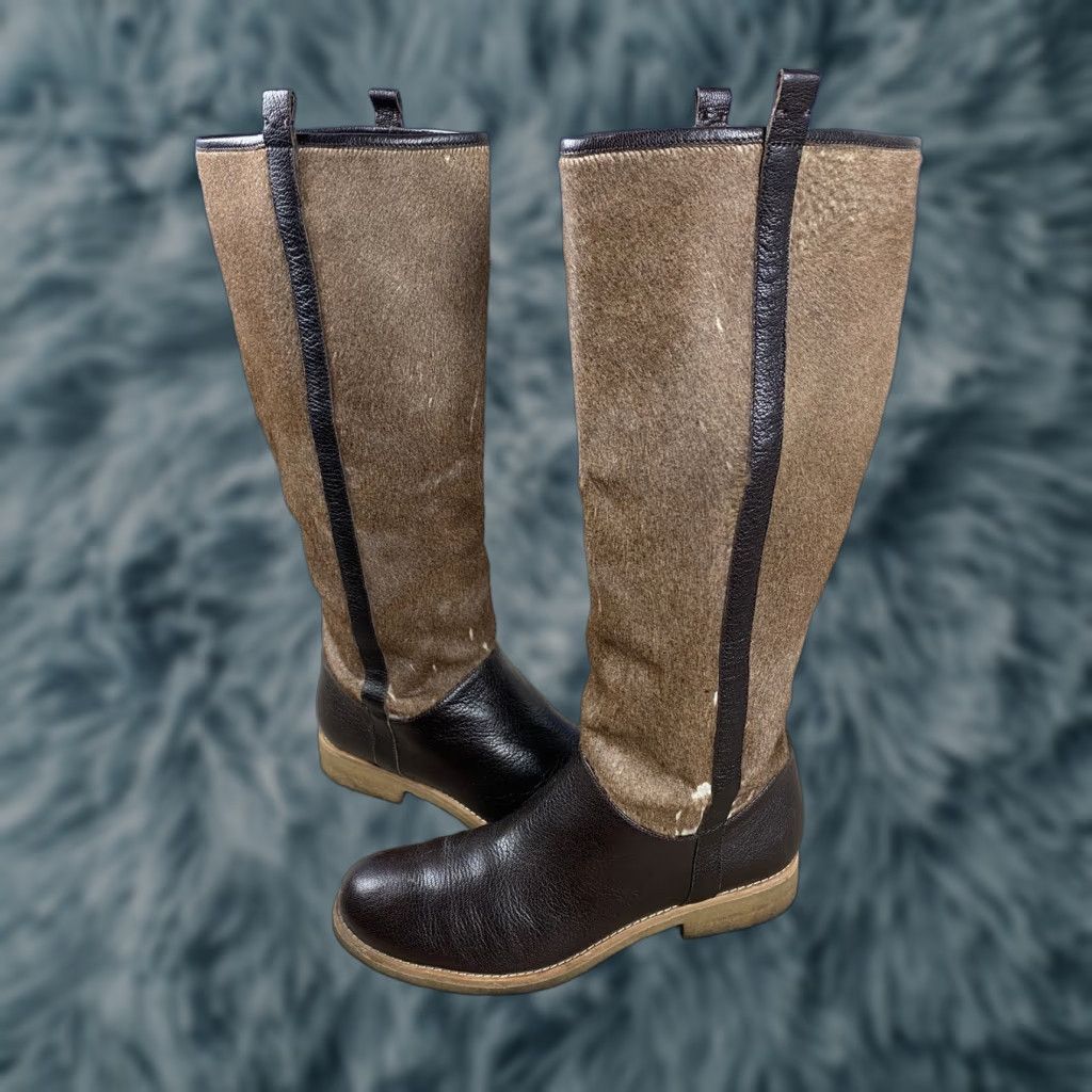 Skin VINTAGE Gunex Made In Italy Deer Skin Fur Hide Leather Riding Boots Womens Sz 6 Brown Fur Upper Lining Boots Womens US 6 Mens? Size US 6 / IT 36 - 1 Thumbnail