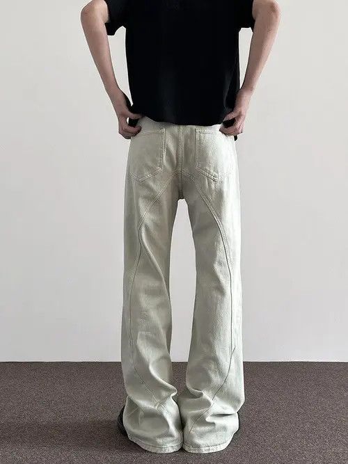 VIBE White Stacked Denim Jeans, Flared Baggy Jeans Size US 28 / EU 44 - 5 Thumbnail