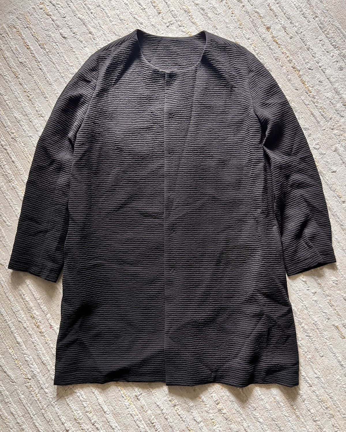 Designer × Japanese Brand × Yohji Yamamoto Limi Feu Yamamoto Pleated Long Black Jacket Size US L / EU 52-54 / 3 - 1 Thumbnail