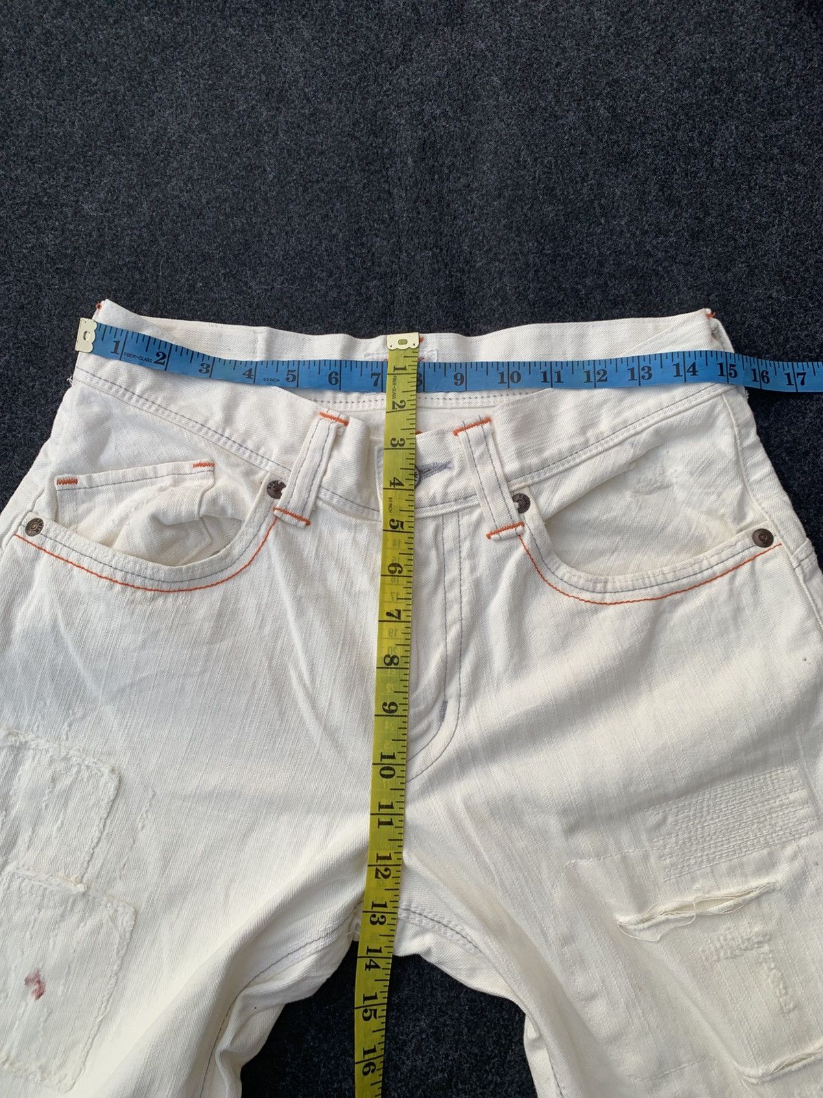 Edwin Archive Edwin XV White Denim Flare Buckle Back Patchwork Size US 30 / EU 46 - 8 Thumbnail