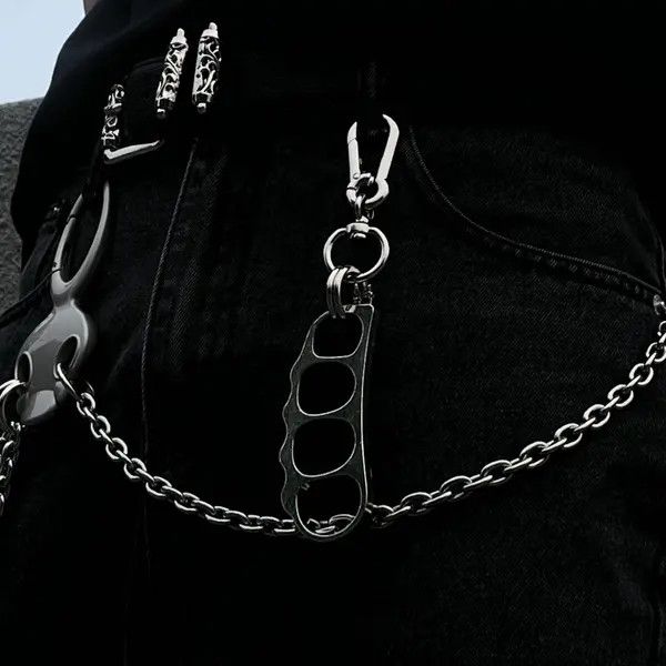 Jewelry Metal Brass Knuckle Keychain Clip, Edgy Men's Accessory Size ONE SIZE - 1 Thumbnail
