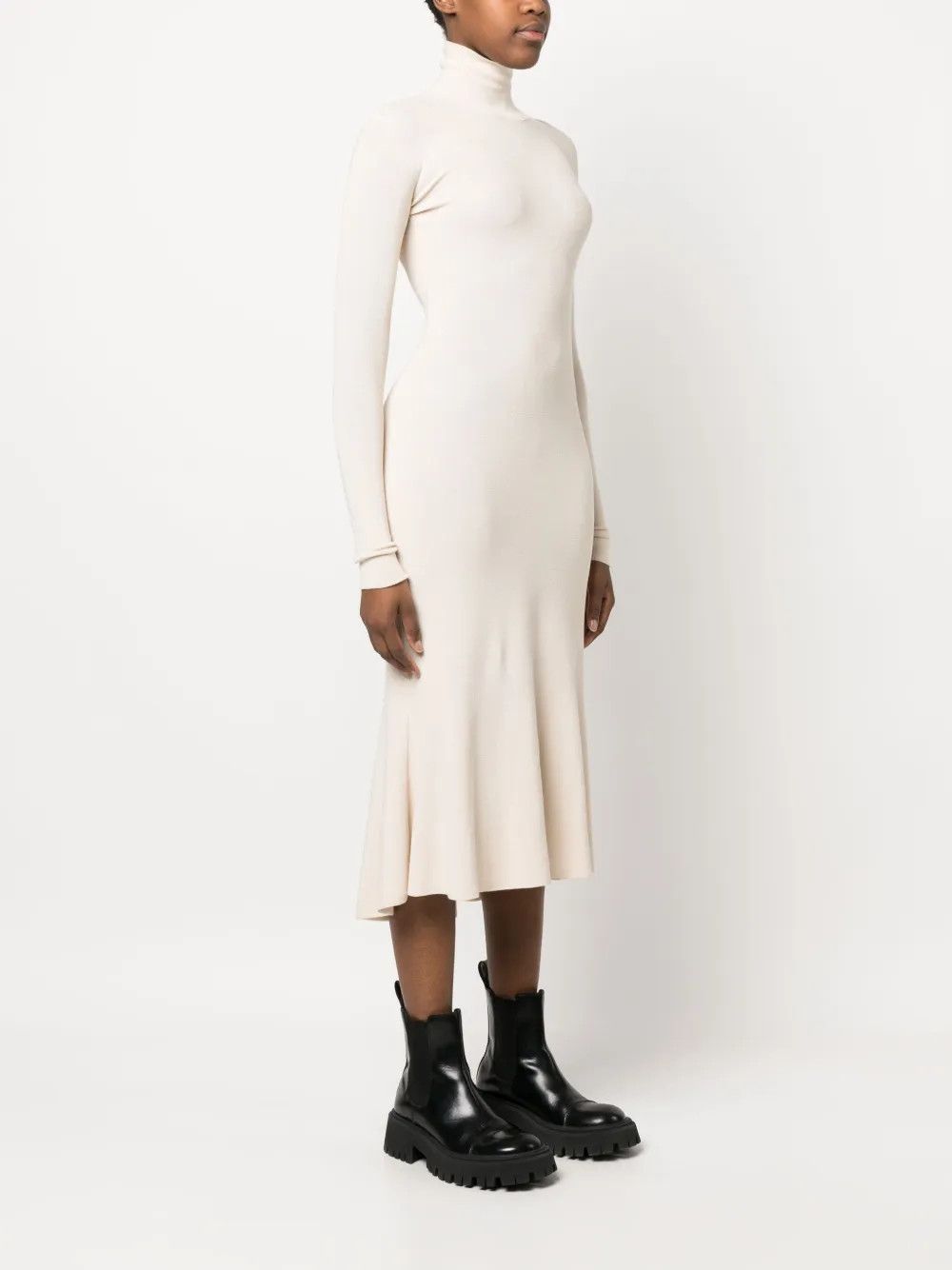 Balenciaga o1y0625 Midi Dress in Cream Size S / US 4 / IT 40 - 3 Thumbnail
