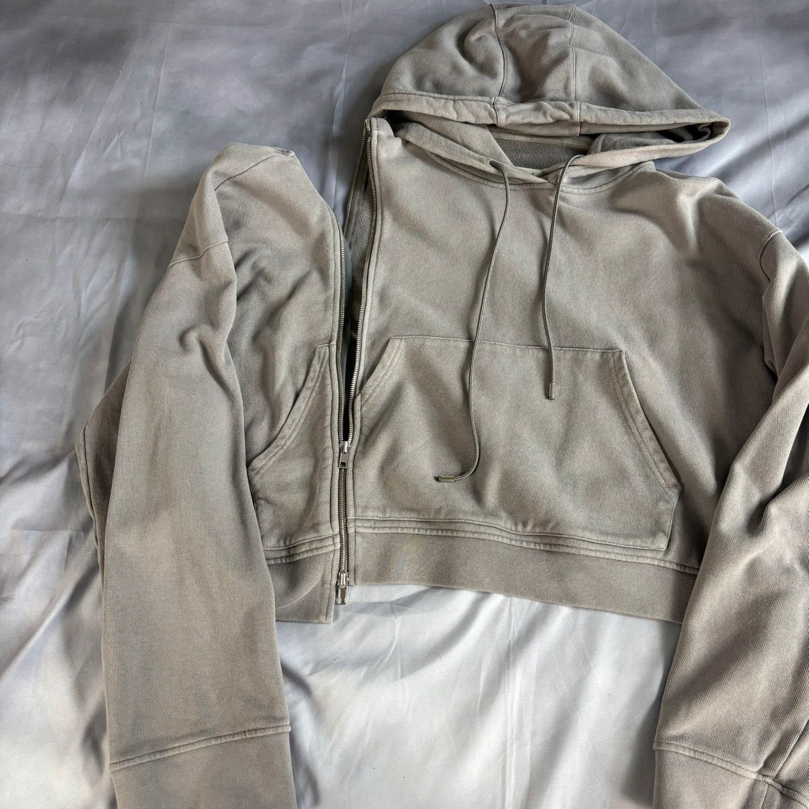 Maison Margiela Margiela 1 zip asymmetric hoodie grey cropped cool grey Size US XS / EU 42 / 0 - 2 Thumbnail