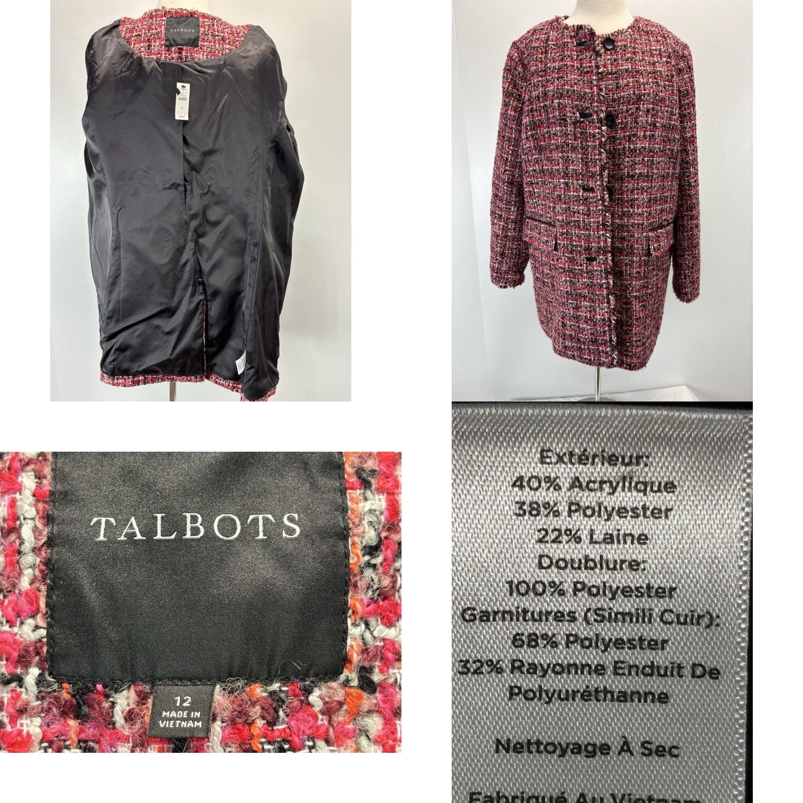 Talbots Talbots Pinewood Tweed Coat Sz 12 Multicolor Lined Fringe Academia Classic Womens Size XL / US 12-14 / IT 48-50 - 8 Thumbnail