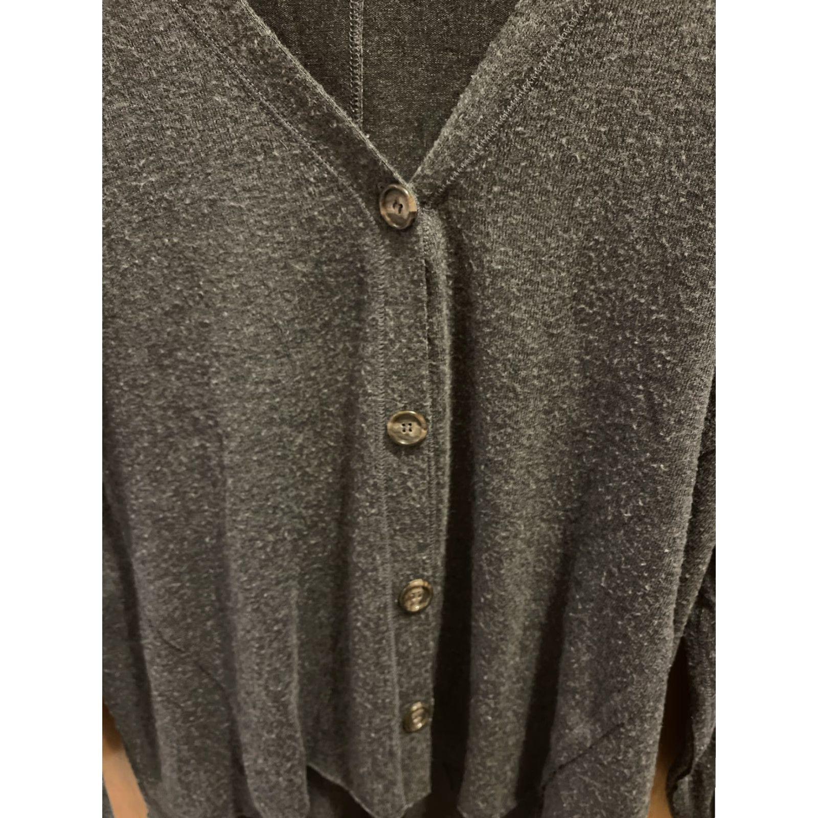 VINTAGE Michael Stars Dark Gray Rough Hem 4 Button Cardigan Small Ladies Regular Cardigan Sweatshirt Sweater City College Hipster USA USA