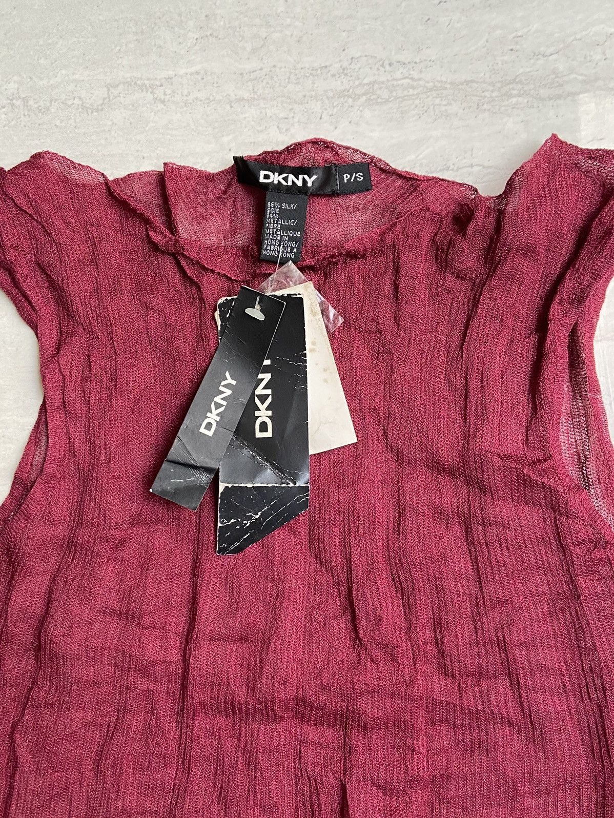 DKNY DKNY Maroon Mesh Sleeveless T-shirt Size XXS / US 00 / IT 34 - 17 Thumbnail