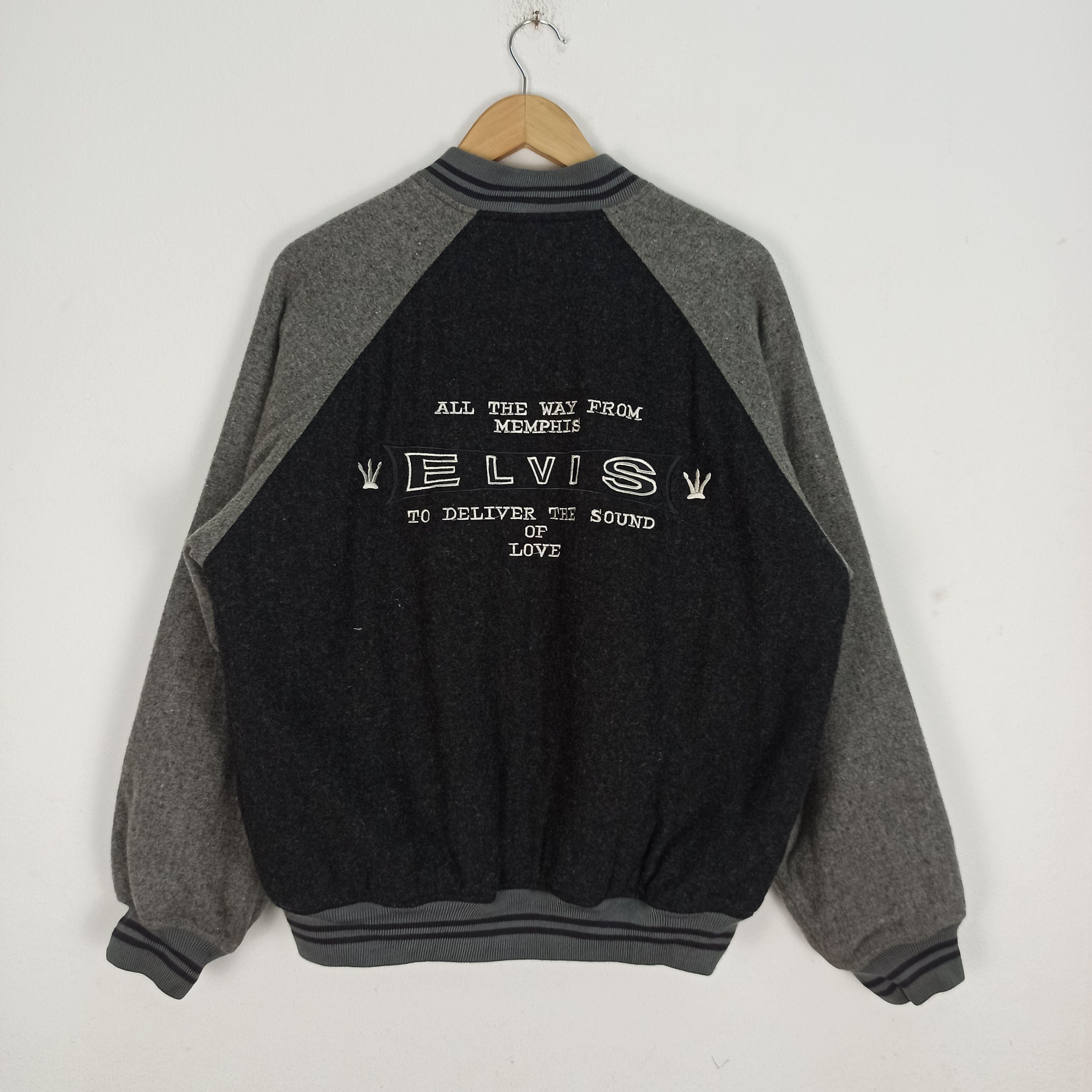 Other Vintage 90s Elvis Presley Wool Varsity Jacket Size US L / EU 52-54 / 3 - 1 Thumbnail