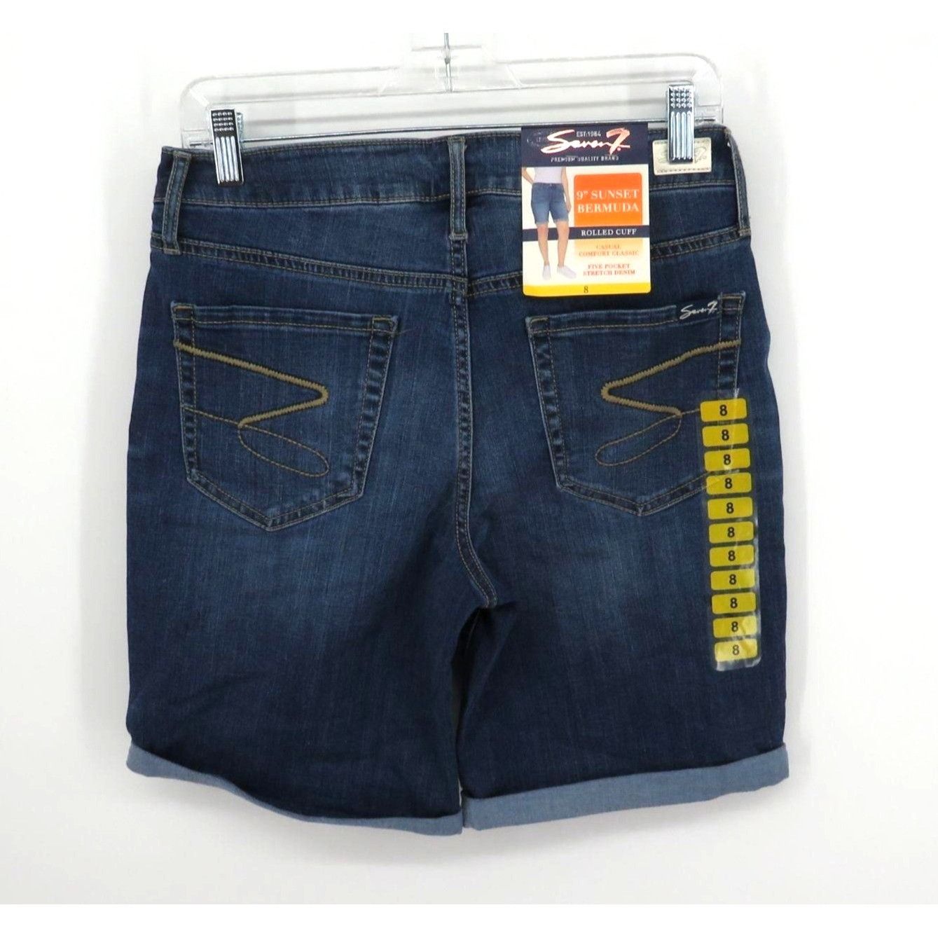 Other Seven7 9" Sunset Bermuda Rolled Cuff Casual Stretch Denim Sh Size 30" / US 8 / IT 44 - 1 Thumbnail