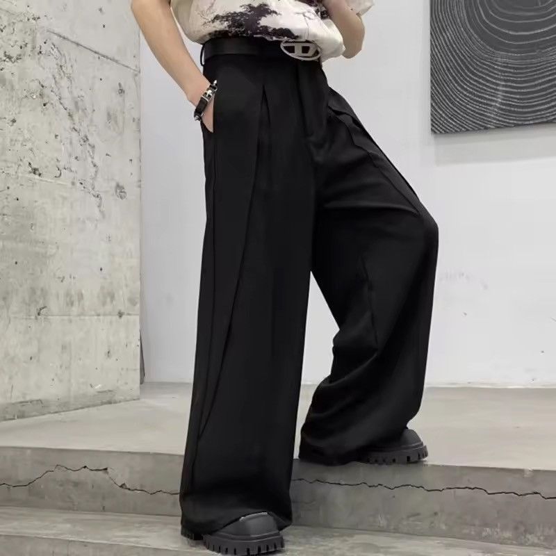 Japanese Brand Black High Waist Straight Wide Leg Pleated Pants / Trousers Size US 34 / EU 50 - 2 Thumbnail