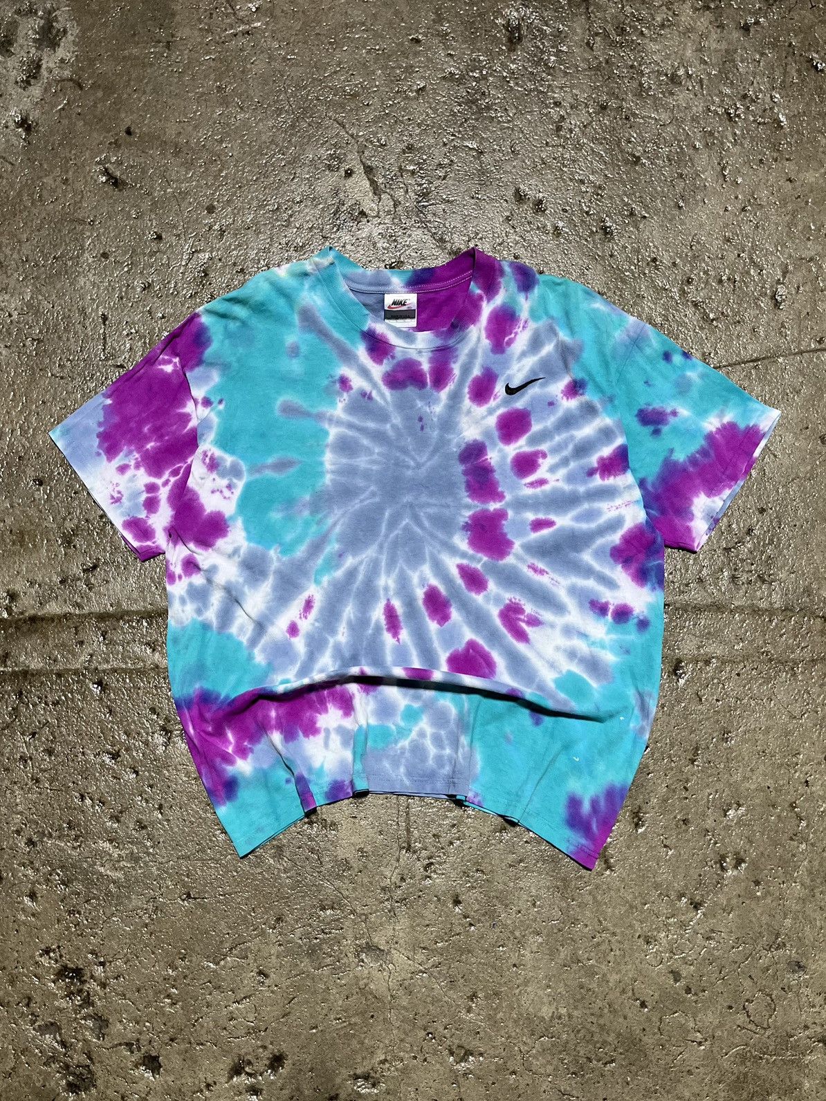 image of Jnco x Nike Crazy Vintage Nike Tie-Dye Tee Shirt 90's Mini Swoosh in Tie Dye, Men's (Size XL)