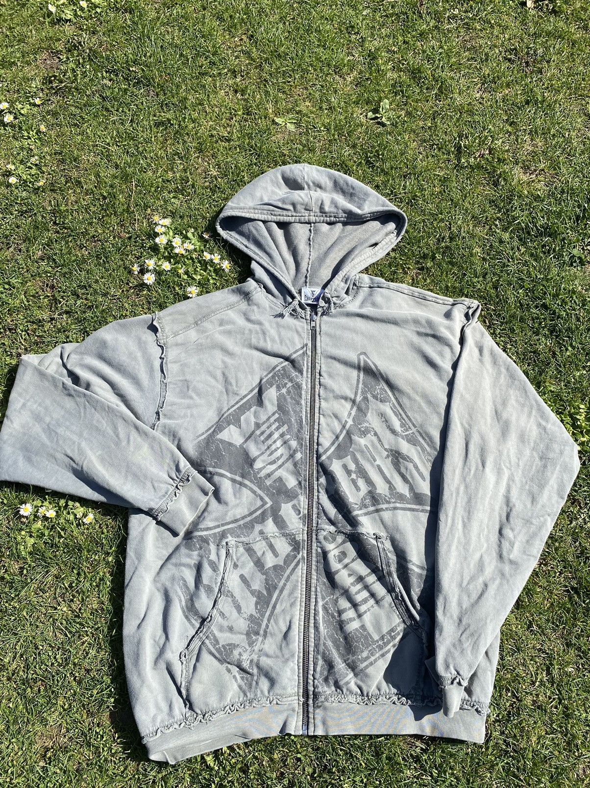 image of Choppers West Coast Vintage Zip-Up Hoodie in Grey, Men's (Size Large)