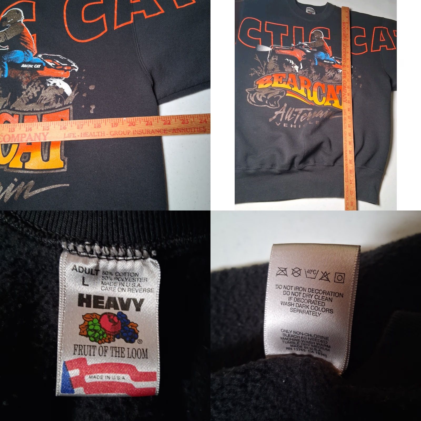Fruit Of The Loom VINTAGE Arctic Cat Bearcat Sweatshirt Large Graphic Glitter Crewneck USA Mens L Black Cotton Blend Knit Pullover 90s ATV Bearcat Graphic - Vintage 90s Size US L / EU 52-54 / 3 - 8 Thumbnail
