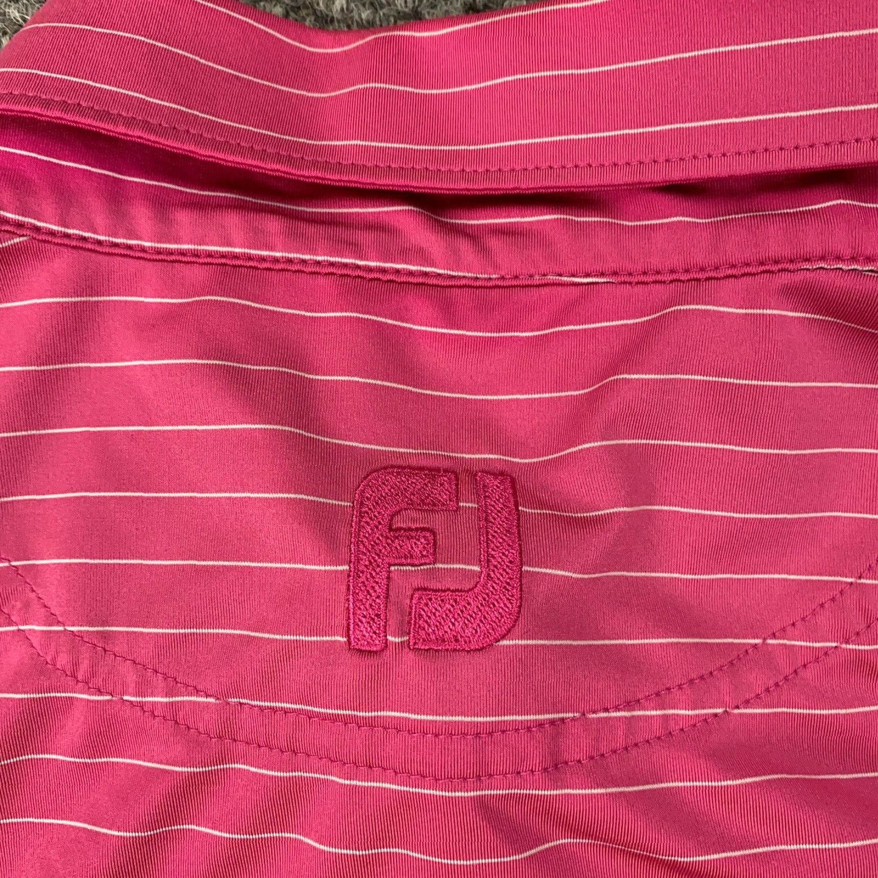 Footjoy FootJoy Shirt Mens Large Pink Striped Polo Short Sleeve Stretch Golf Polo Shirt Mens Size US L / EU 52-54 / 3 - 6 Thumbnail