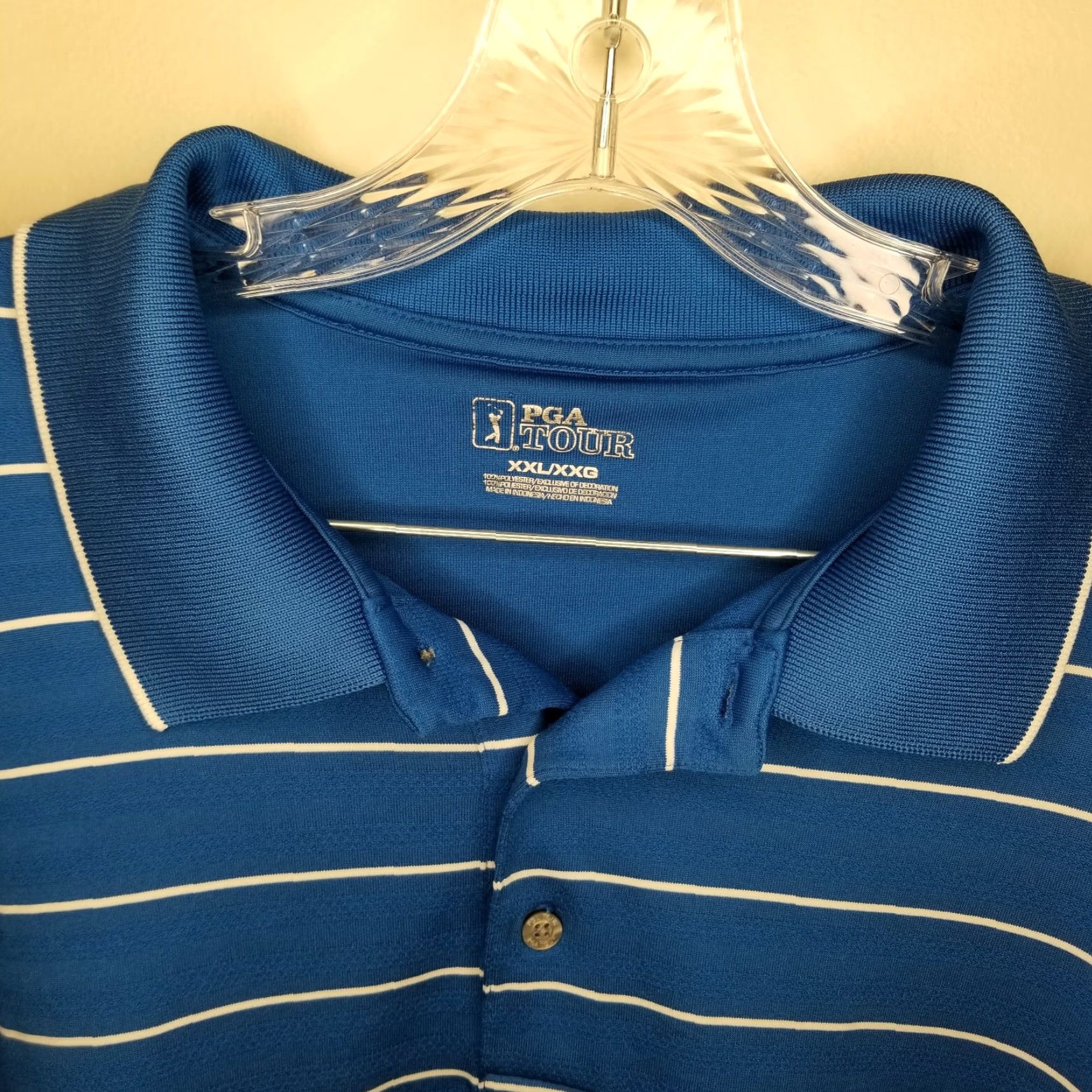 PGA Tour PGA Tour Polo Shirt Mens Short Sleeve Blue Striped 2XL Adult Regular Size Polo Shirt, PGA TOUR, Men Size US XXL / EU 58 / 5 - 3 Thumbnail