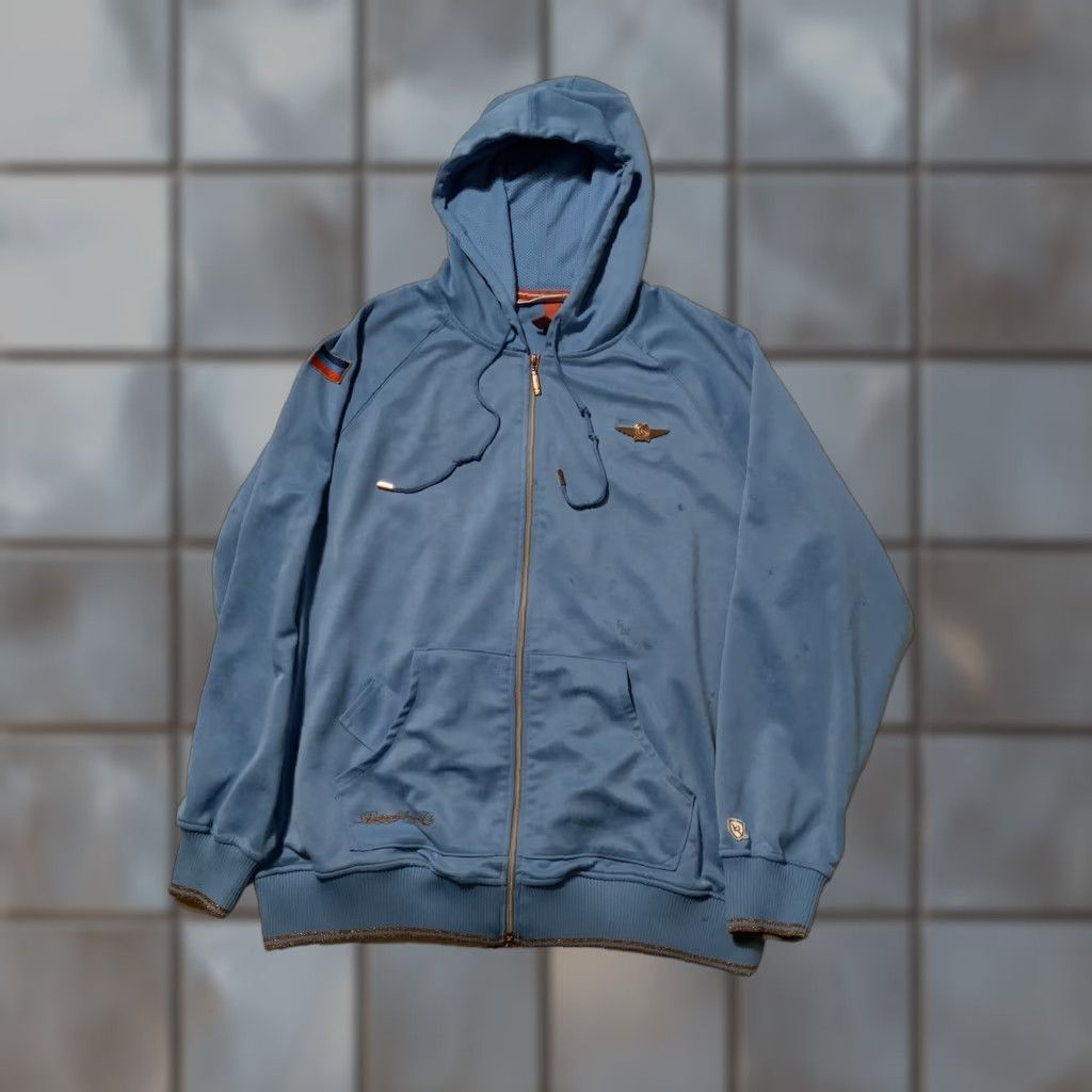 Rocawear VINTAGE Rocawear Denim Co Flight Wings AOP Zip Blue Hoodie XL Mens Size US XL / EU 56 / 4 - 1 Thumbnail