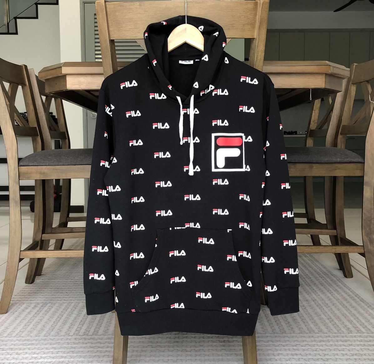 Fila Fila Logo Black All-over Printed Hoodie Sweatshirts Size US M / EU 48-50 / 2 - 1 Thumbnail