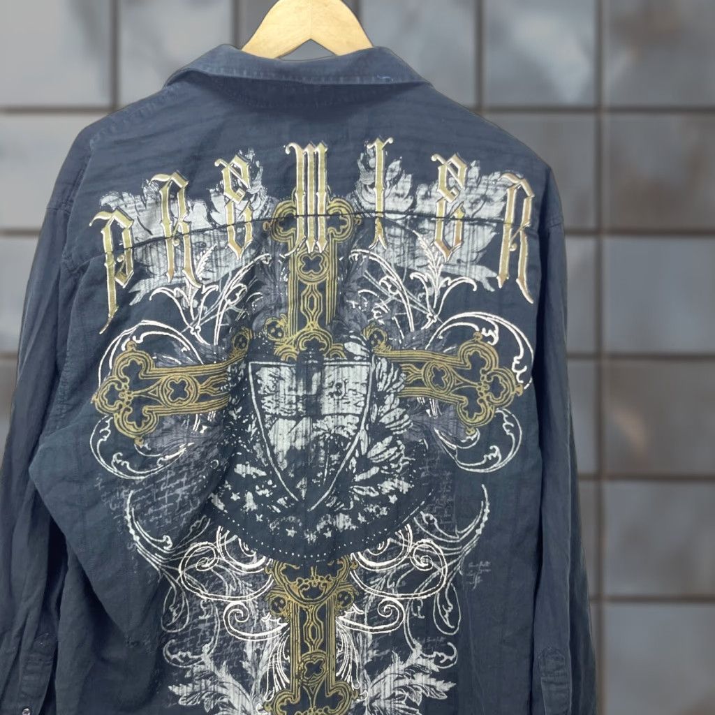 Affliction VINTAGE Cross MMA Y2K Affliction Jesse Pinkman Button-Up Long Sleeve Shirt 2XL Black Mens Jesus Pinkman? Size US XXL / EU 58 / 5 - 1 Thumbnail