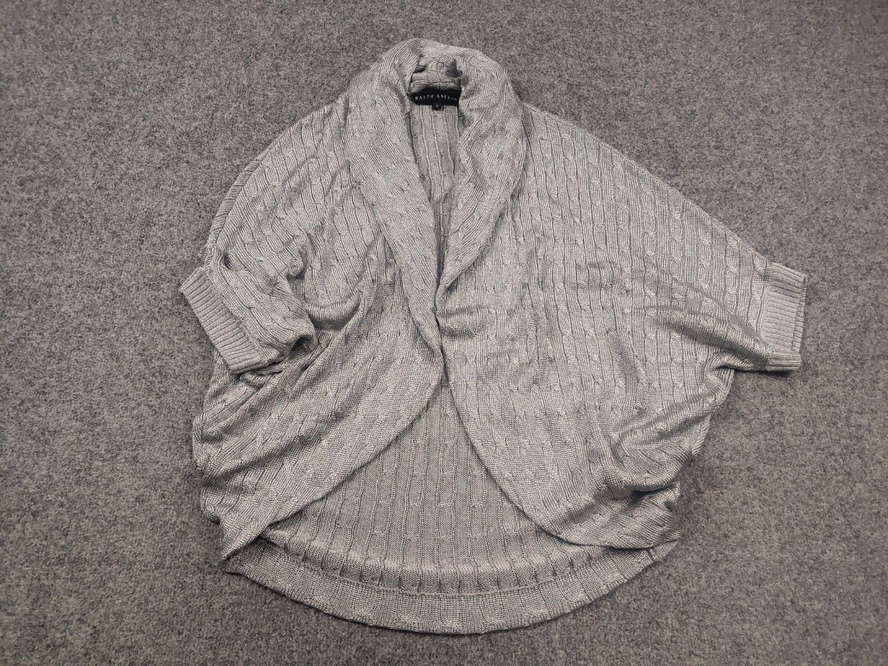 Ralph Lauren Ralph Lauren Black Label Cable Knit Poncho Cardigan Mettalic Size M / US 6-8 / IT 42-44 - 2 Thumbnail