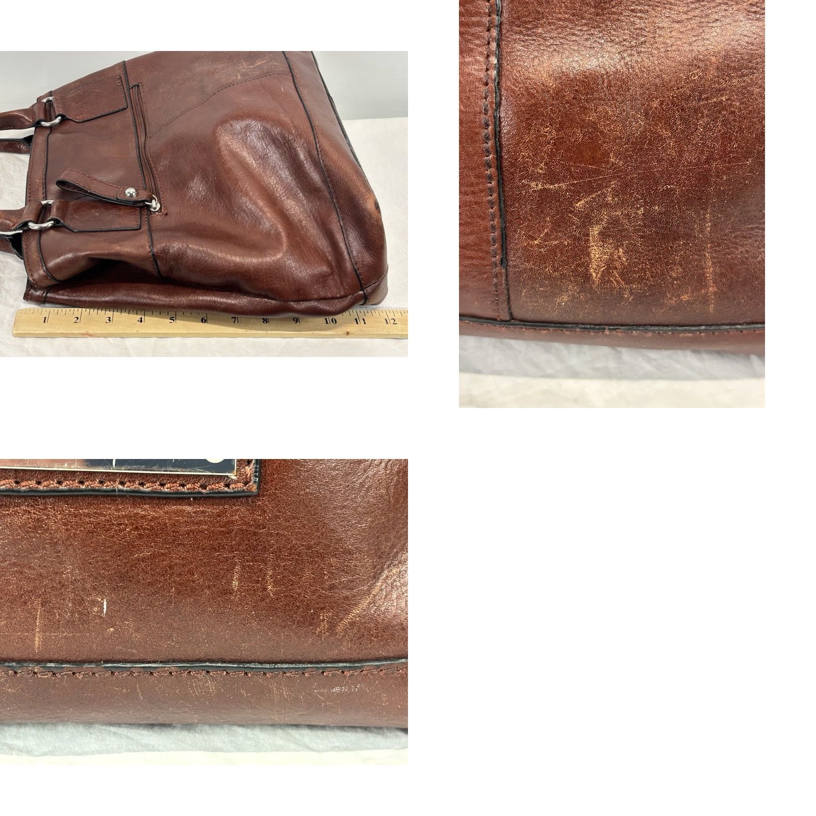 Vintage VINTAGE Pelle Studio Burgundy Leather Shoulder Bag Purse Oxblood Read Women Medium Leather Shopper/Shoulder Bag 13x12x4.5in Womens Size ONE SIZE - 9 Thumbnail