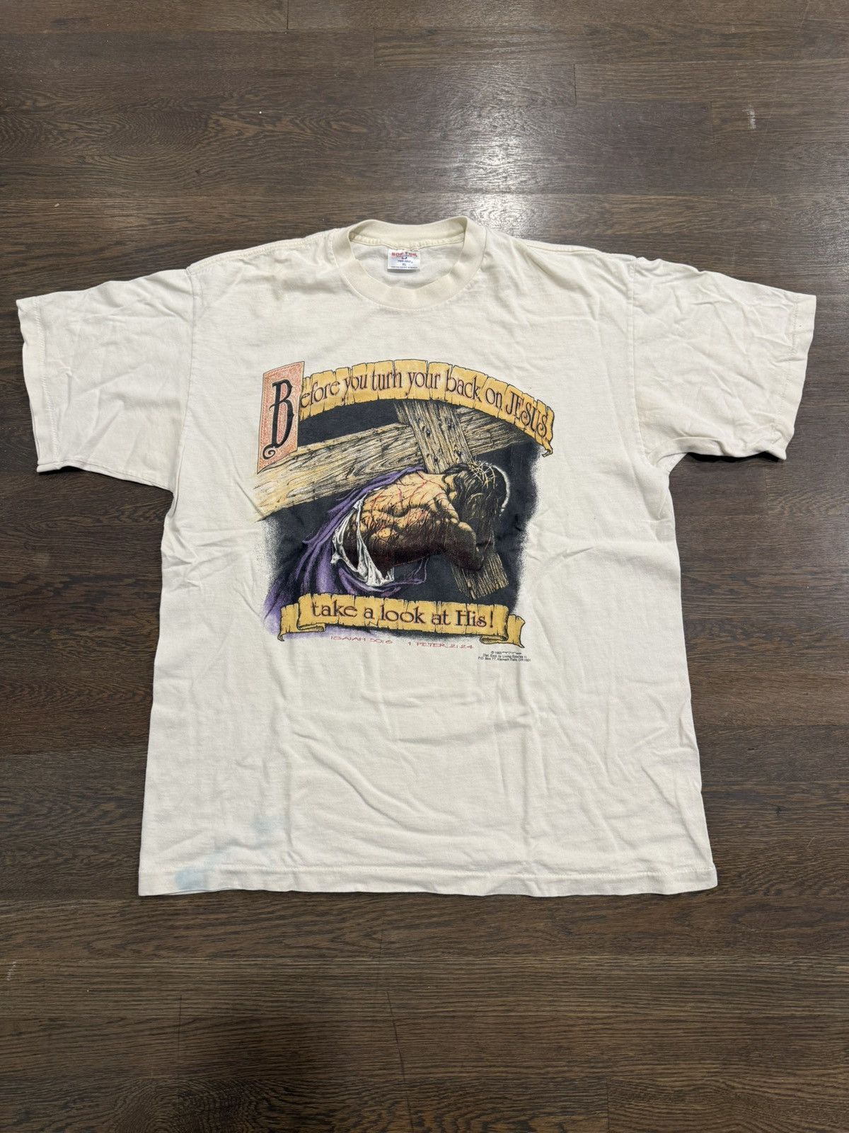 TEE JAYS Vintage 90’s Living Epistles Jesus T Shirt Punk Rock Size US XL / EU 56 / 4 - 1 Thumbnail