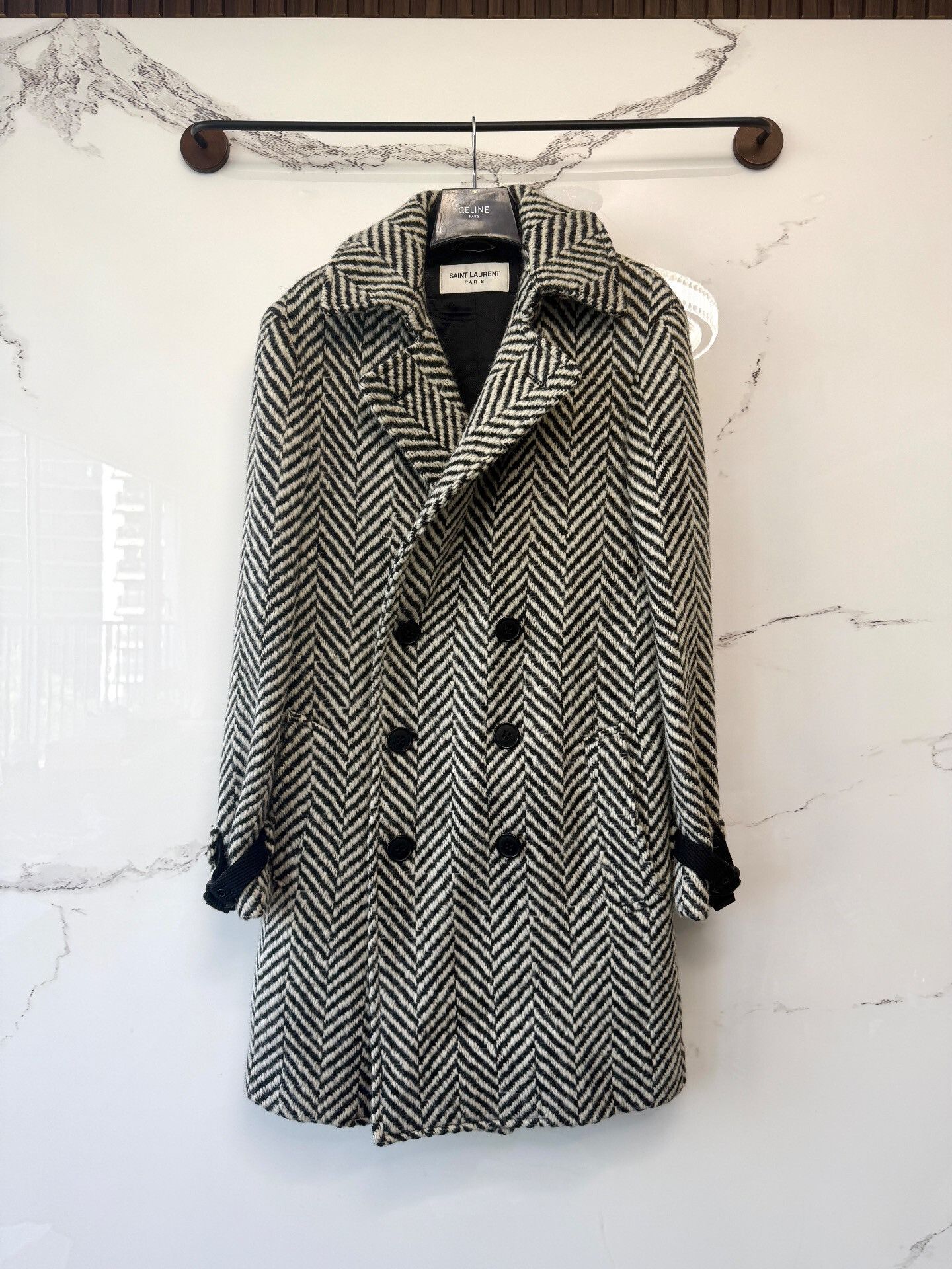 Saint Laurent Paris saint laurent black and white herringbone coat Size M / US 6-8 / IT 42-44 - 1 Thumbnail