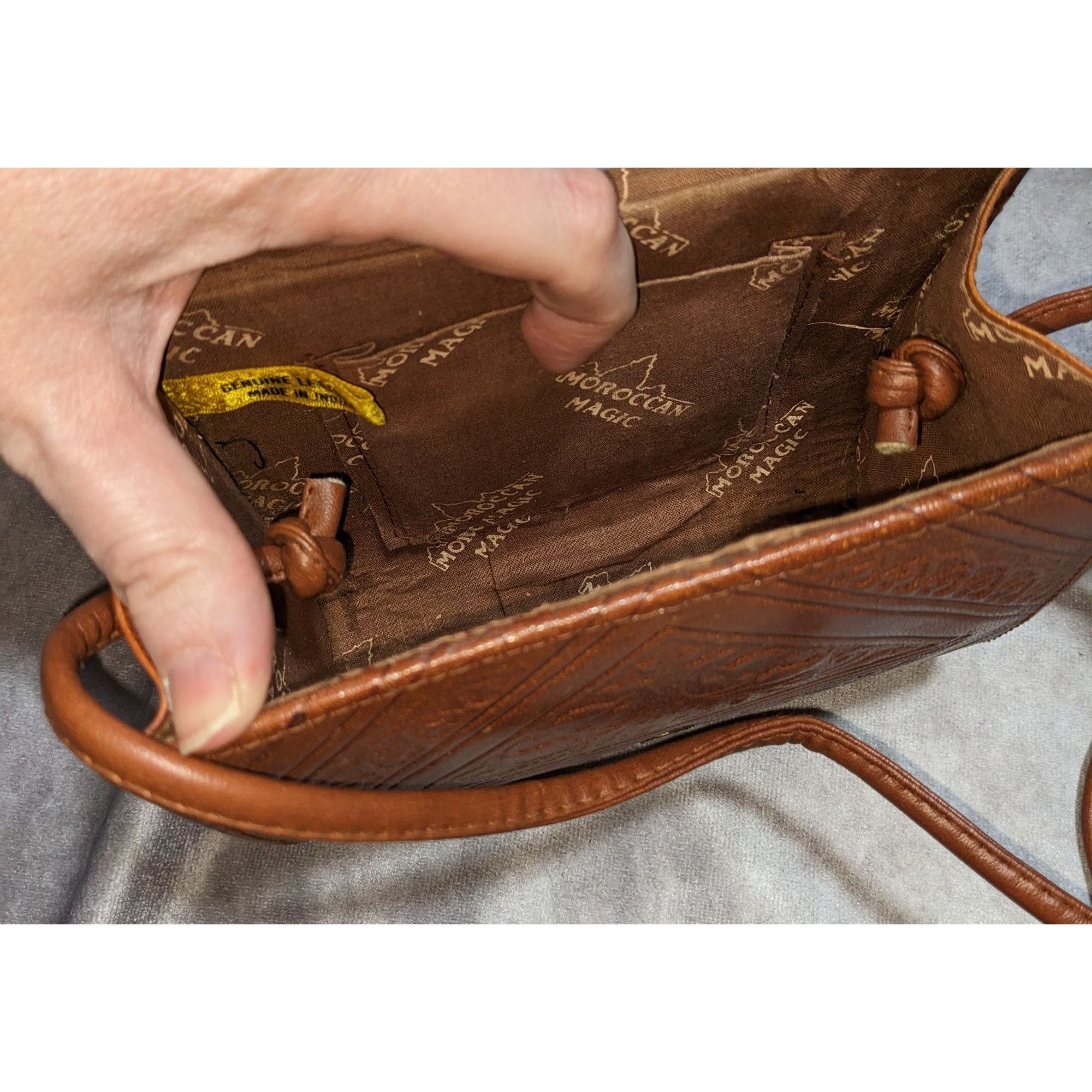 Other Vintage Moroccan Magic Hand-Tooled Leather Crossbody Bag Wit Size ONE SIZE - 4 Thumbnail