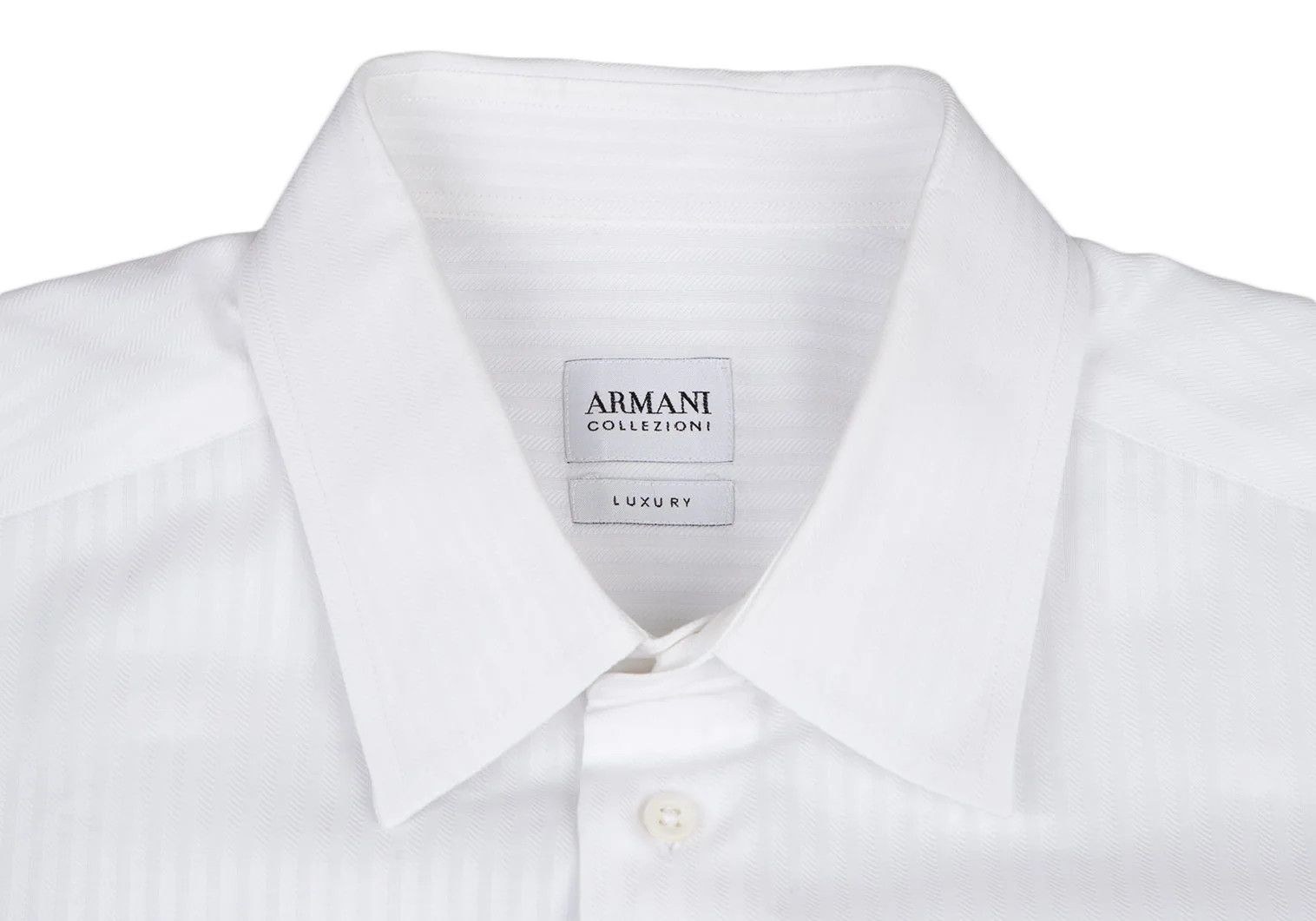 Armani Collezioni Cotton Shadow Stripe Shirt in White Size 43 Size US XXS / EU 40 - 3 Thumbnail