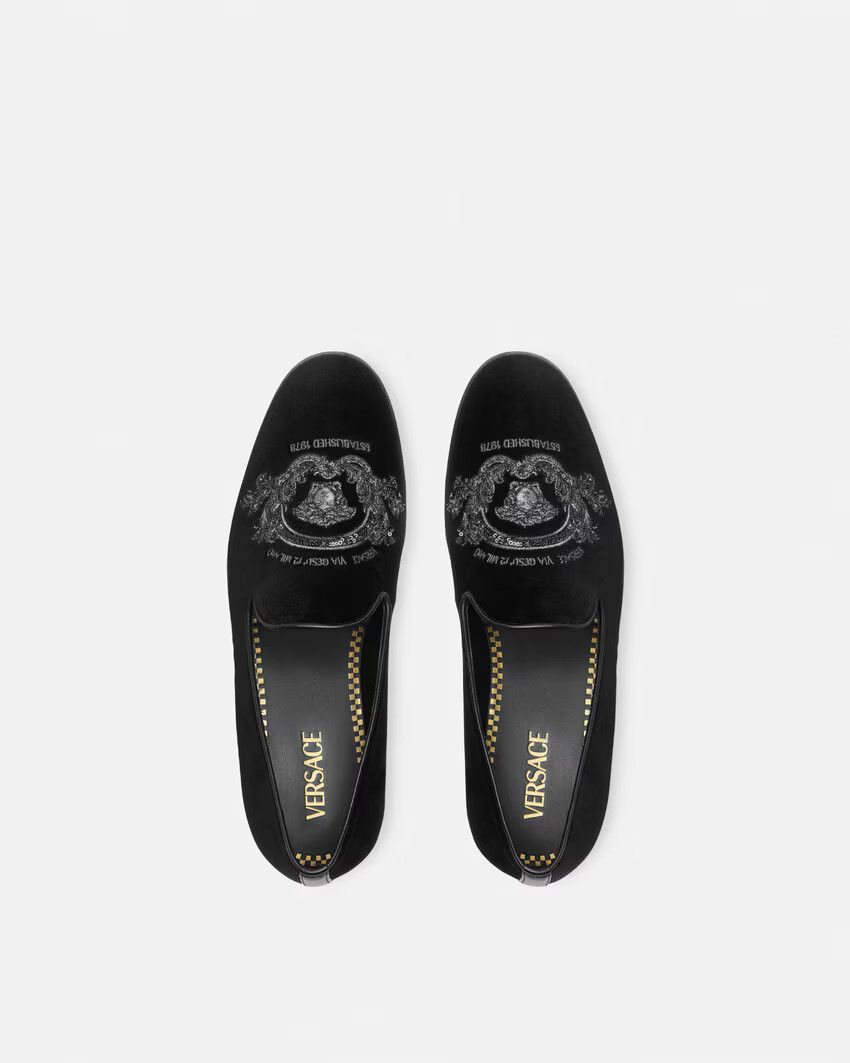 Versace o1s22i1n0125 Velvet Loafers in Black Size US 12 / EU 45 - 3 Thumbnail