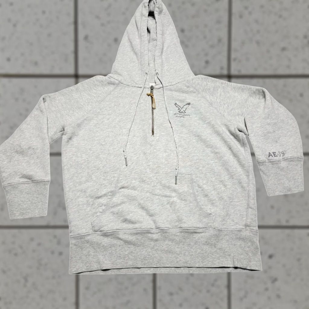 American Eagle Outfitters VINTAGE? No. American Eagle Outfitters Hoodie Women's Medium Gray 1/4 Zip Eagle Size M / US 6-8 / IT 42-44 - 1 Thumbnail