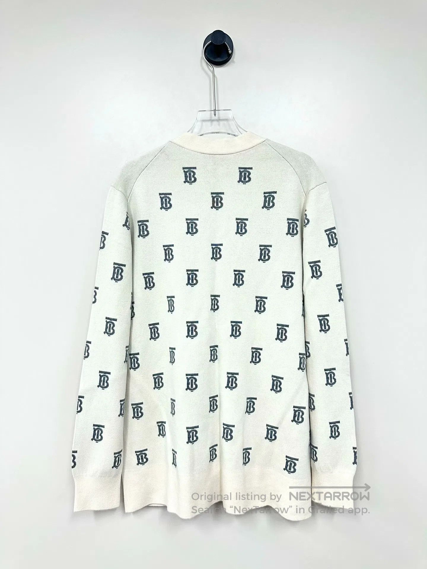 Burberry Burberry Beige All-over Printed Logo Wool Knit Cardigan| Size US XS / EU 42 / 0 - 2 Thumbnail