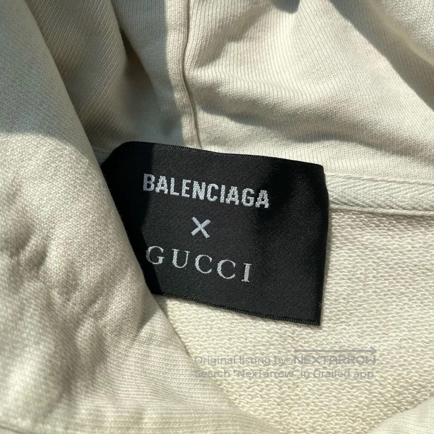 Gucci Gucci x Balenciaga Beige Dripped Tear Logo Side Zip Hoodie. Size US XS / EU 42 / 0 - 4 Thumbnail