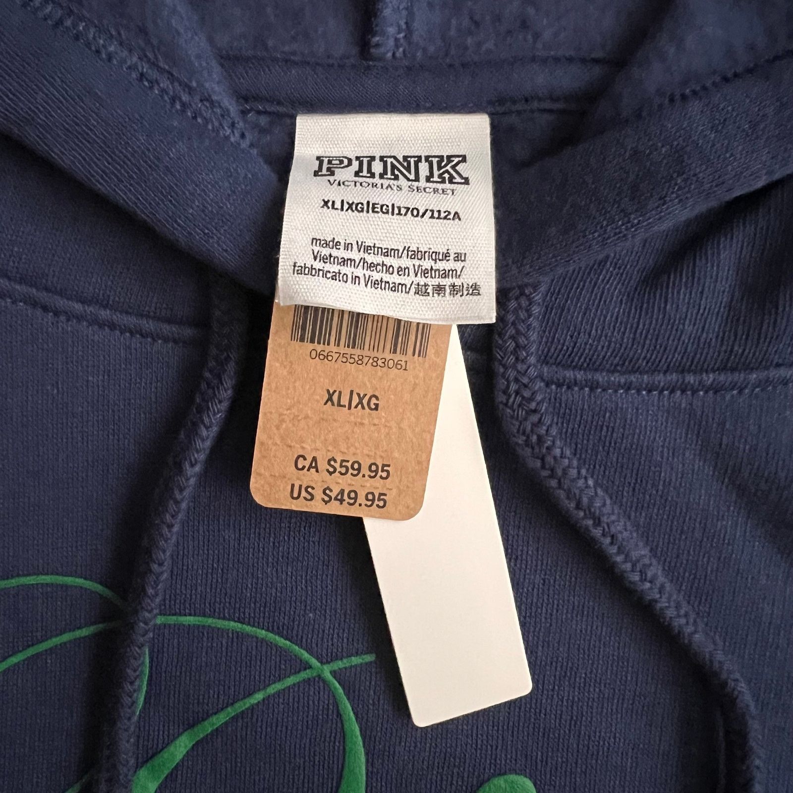 Victoria's Secret Victoria's Secret Pink Navy Fleece Cropped Hoodie, XL Size XL / US 12-14 / IT 48-50 - 3 Thumbnail