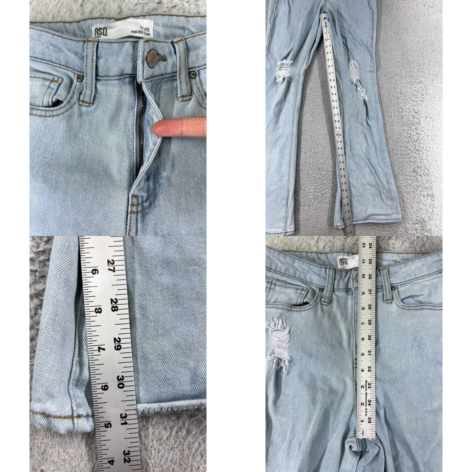 Rsq RSQ Womens Jeans Flared High Rise Distressed Denim 7 Blue Cotton Blend Retro 90s Womens Size 28" / US 6 / IT 42 - 8 Thumbnail