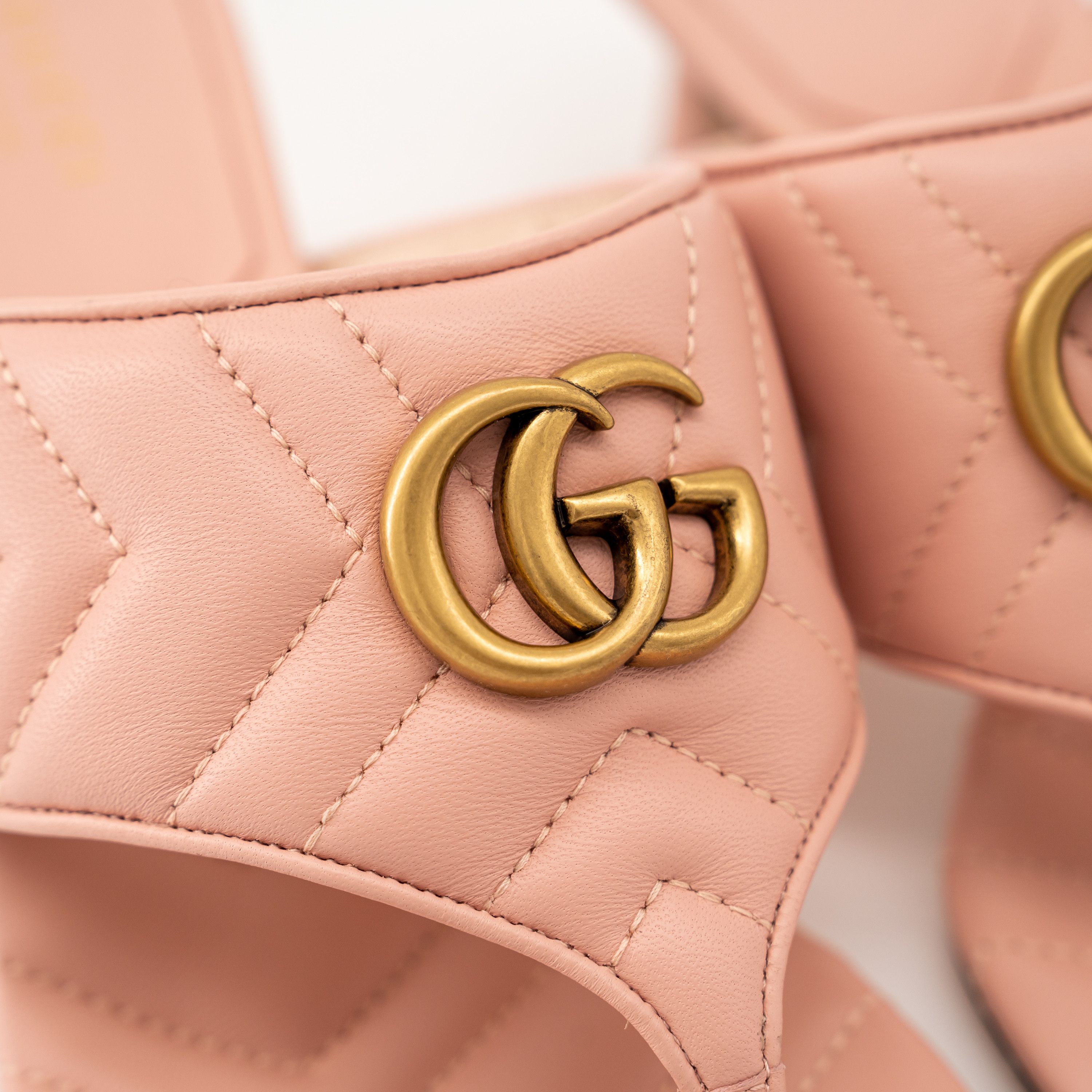 Gucci 40G 10 US Gucci Marmont GG Kitten Heel Sandals Quilted Pink Size US 10 / IT 40 - 8 Thumbnail