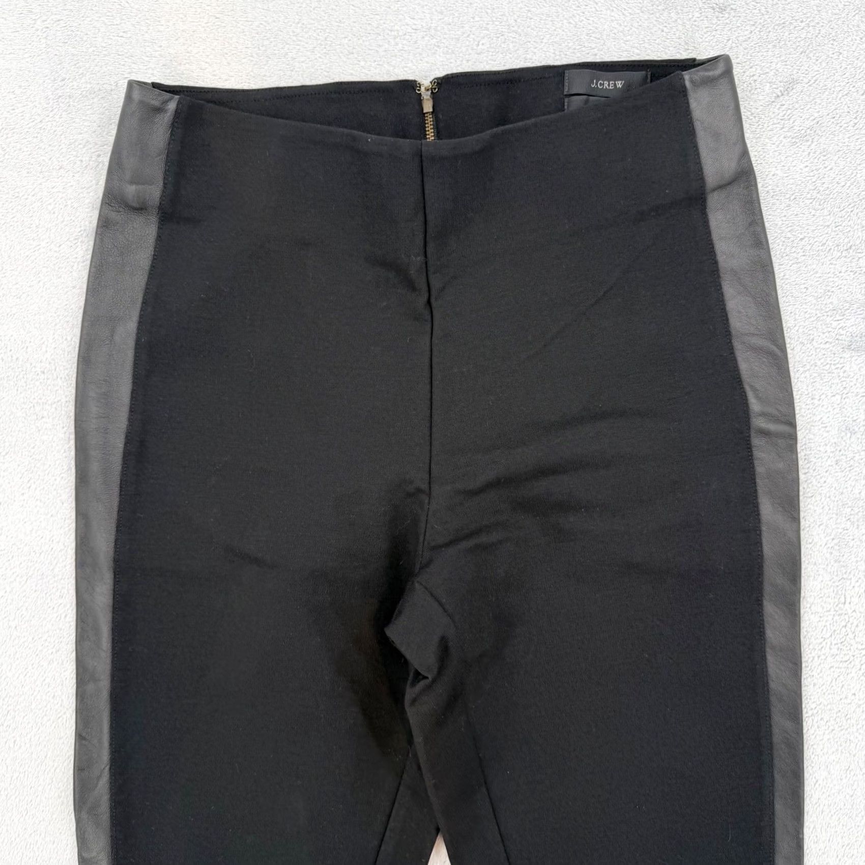 J.Crew J.Crew Pixie Black Leather Side Panel Ponte Knit Trousers Womens Size 4R Size 27" / US 4 / IT 40 - 3 Thumbnail