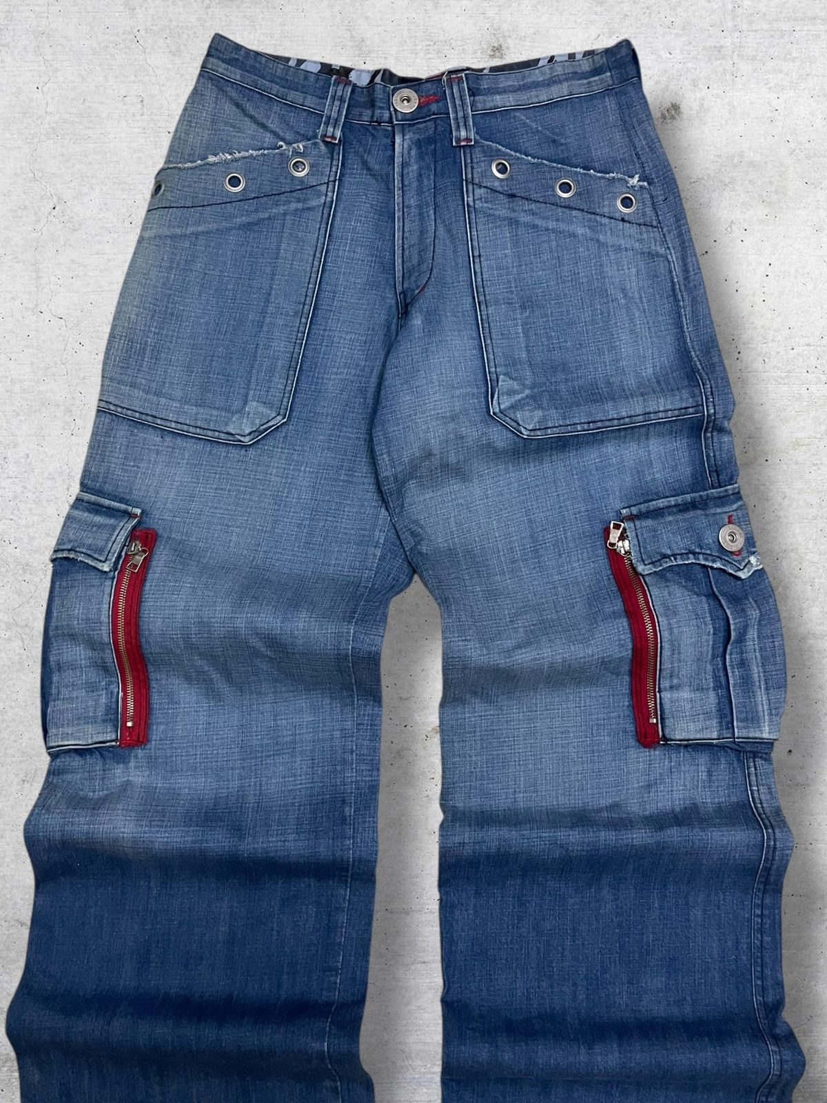GOA MOUNTED POLICE 1990S JAPAN DESIGNER BAGGY MULTIPOCKET DENIM Size US 32 / EU 48 - 4 Thumbnail