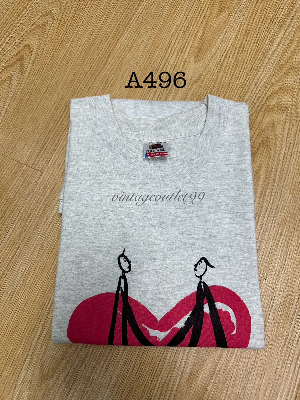 Fruit Of The Loom Vintage FOTL 80s Love Love Pair Tshirt A496 Size US M / EU 48-50 / 2 - 10 Thumbnail