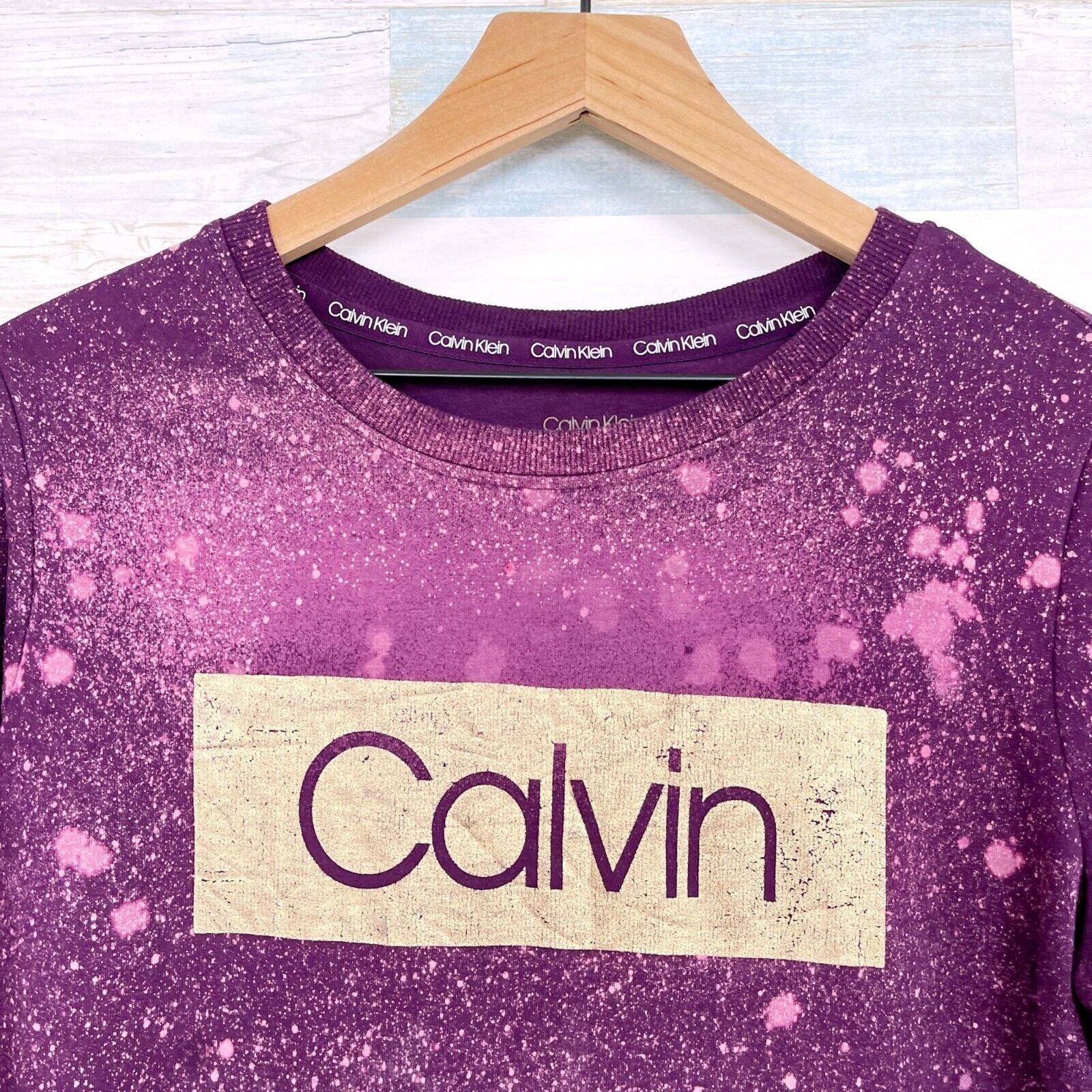 Calvin Klein Calvin Klein Spatter Sweatshirt Purple Gold Foil Womens M Size M / US 6-8 / IT 42-44 - 2 Thumbnail