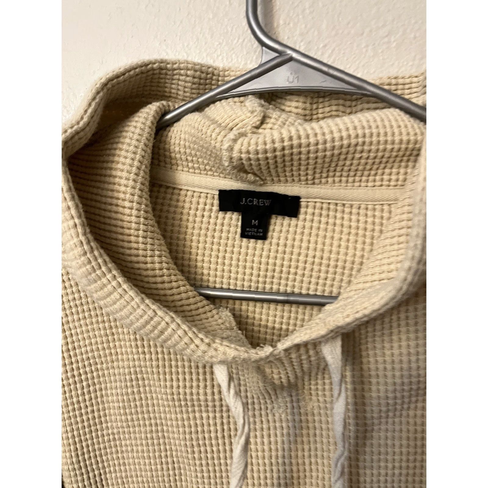 J.Crew J. Crew Women's Pullover Hoodie Sweater Long Sleeve Beige Waffle Medium Womens Size M / US 6-8 / IT 42-44 - 2 Thumbnail